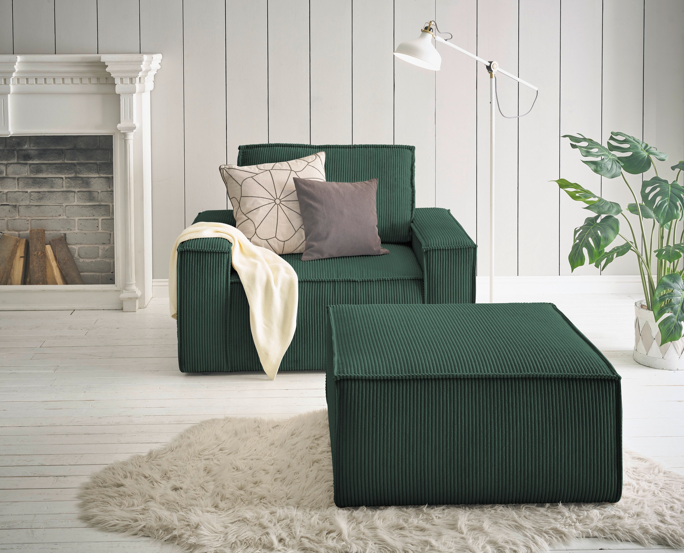 OTTO home Sessel "SHERWOOD Cord Sessel-Set" Loveseat und Hocker im Set, passend zur Polster-Serie SHERWOOD