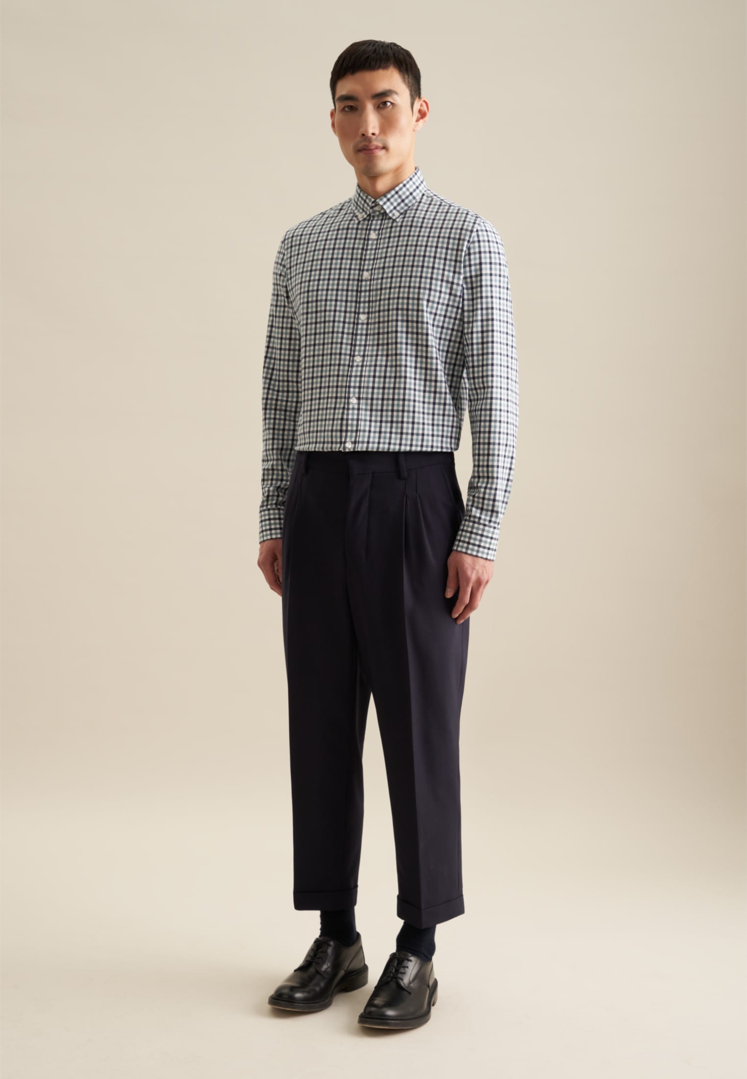 seidensticker Flanellhemd »Shaped«, Shaped Langarm Button-Down-Kragen Karo