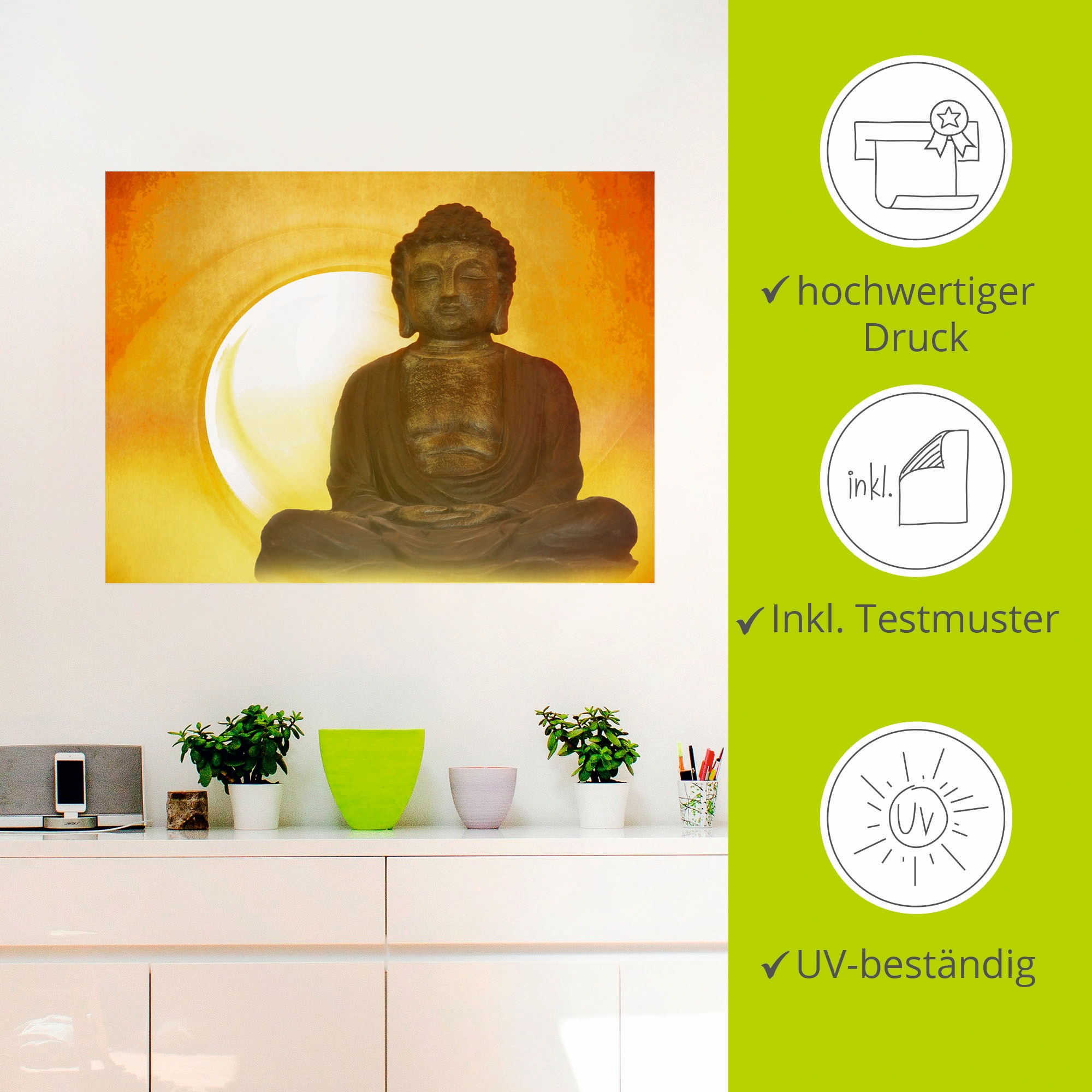 Artland Wandbild »Buddha 2«, Religion, (1 St.), als Leinwandbild, Poster, Wandaufkleber in verschied. Größen