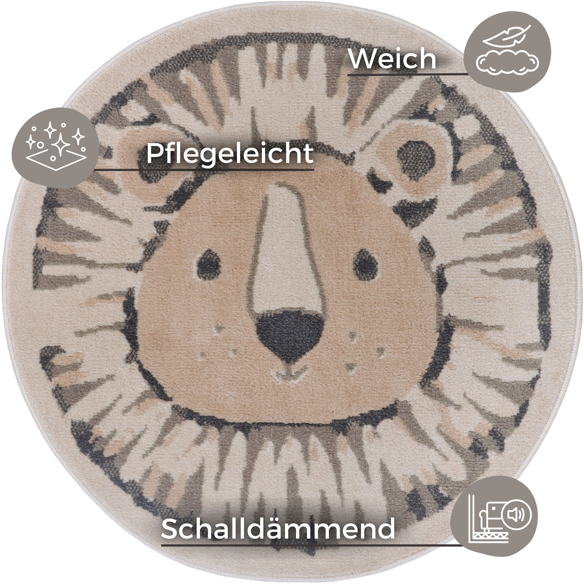 HANSE Home Kinderteppich "Adventures Lion" rund 8 mm Höhe Spielteppich, fes günstig online kaufen