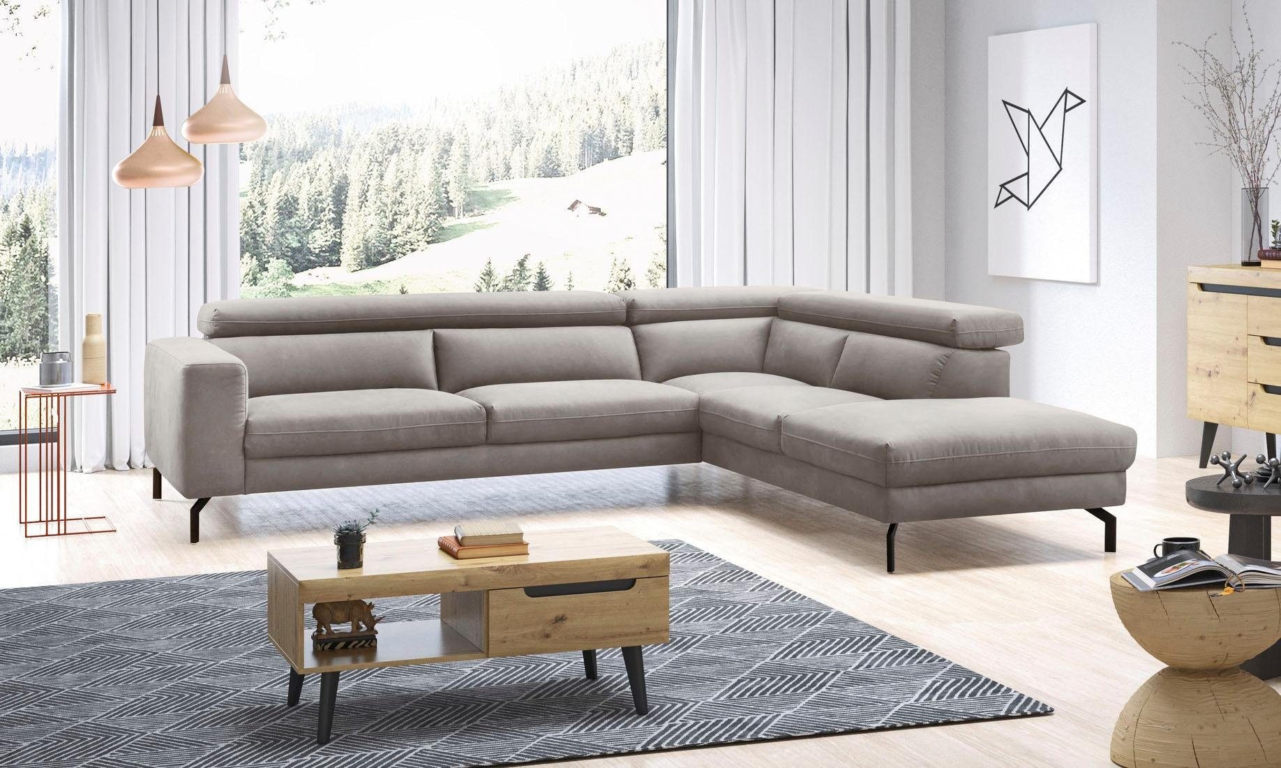 Places of Style Ecksofa "Olanta, L-Form", mit verstellbaren Kopfstützen günstig online kaufen