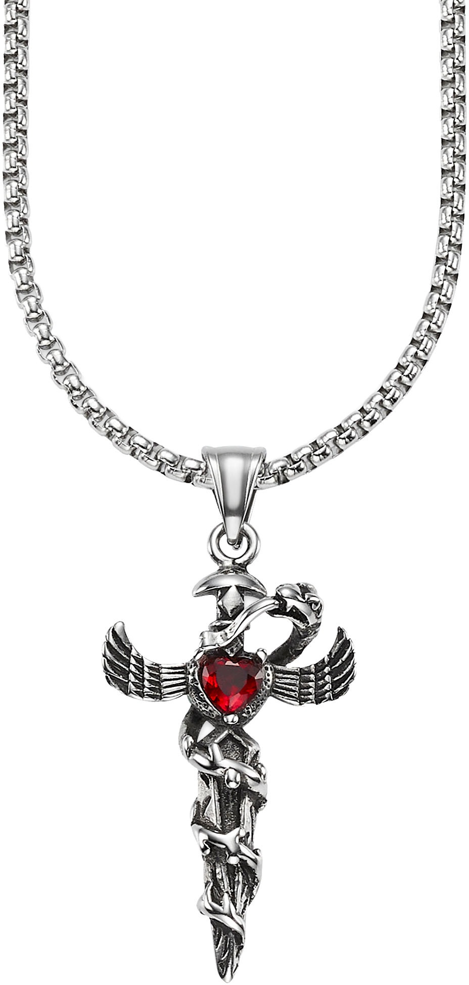 Bruno Banani B0247N/20/00/55 Women's Necklace Red/Black Stainless Steel 55cm