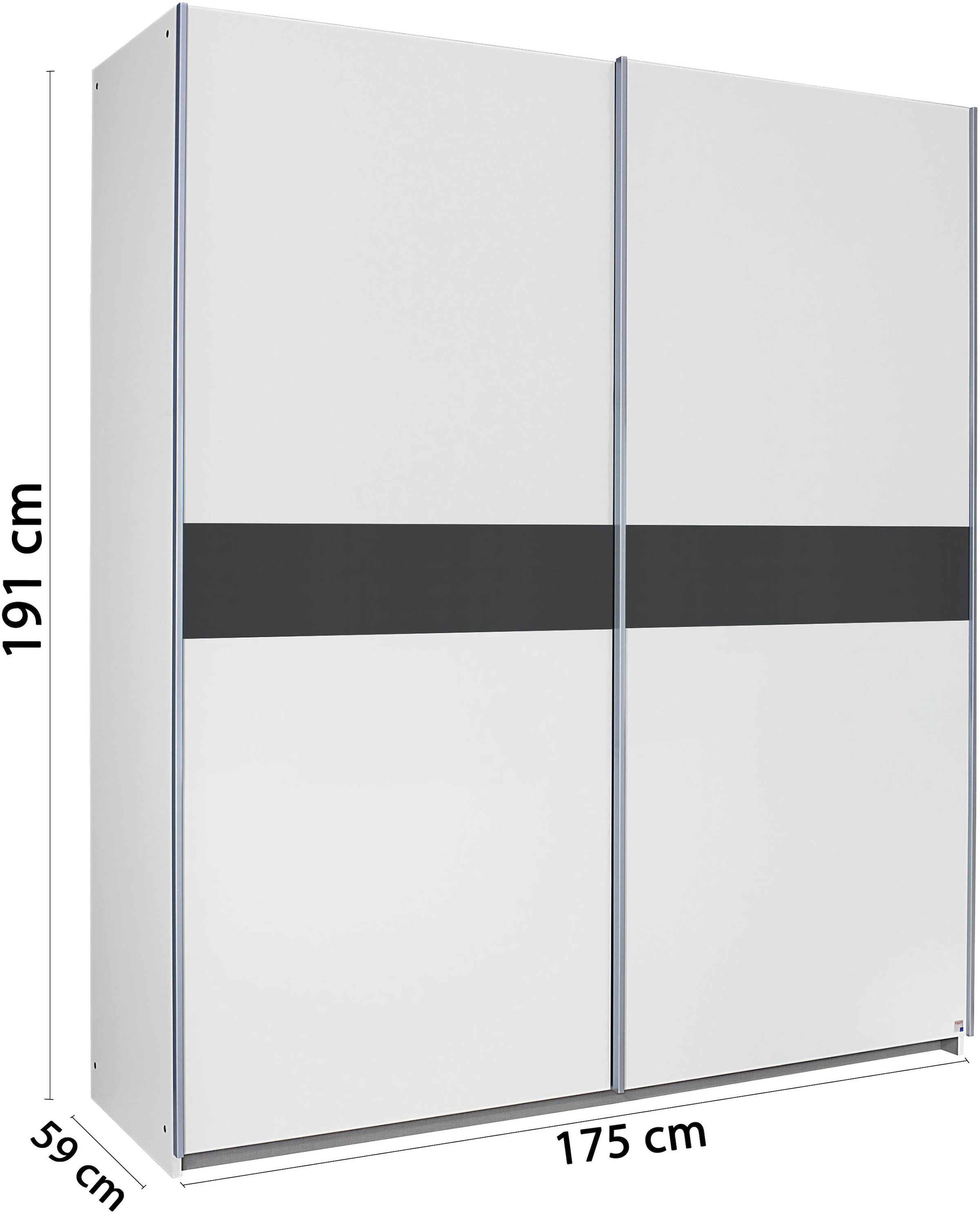 rauch Schwebetürenschrank »Kleiderschrank Schrank Garderobe Kinderzimmerschrank NOOSA«, mit Bauchbinde in Absetzfarbe sowie Metallgriffleisten MADE IN GERMANY