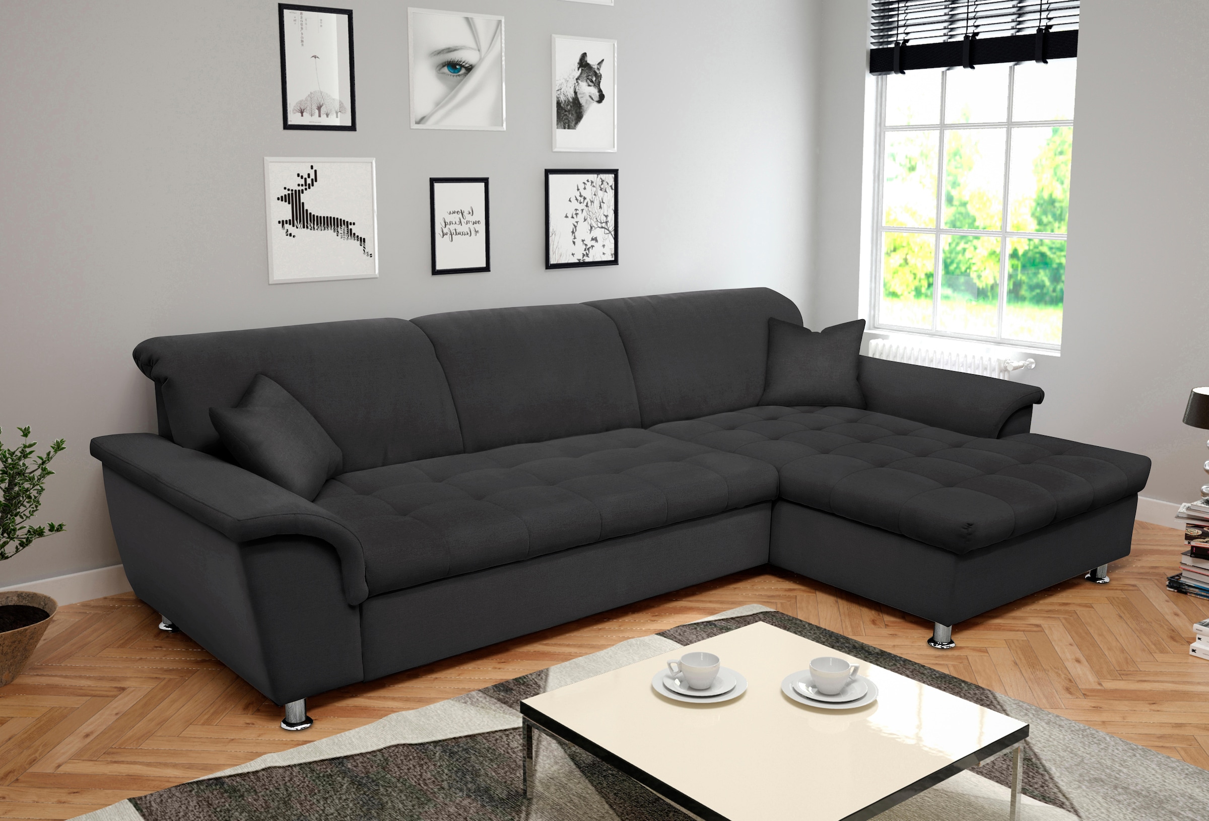 DOMO collection Ecksofa Franzi, wahlweise mit Bettfunktion, Bettkasten und Kopfteilverstellung