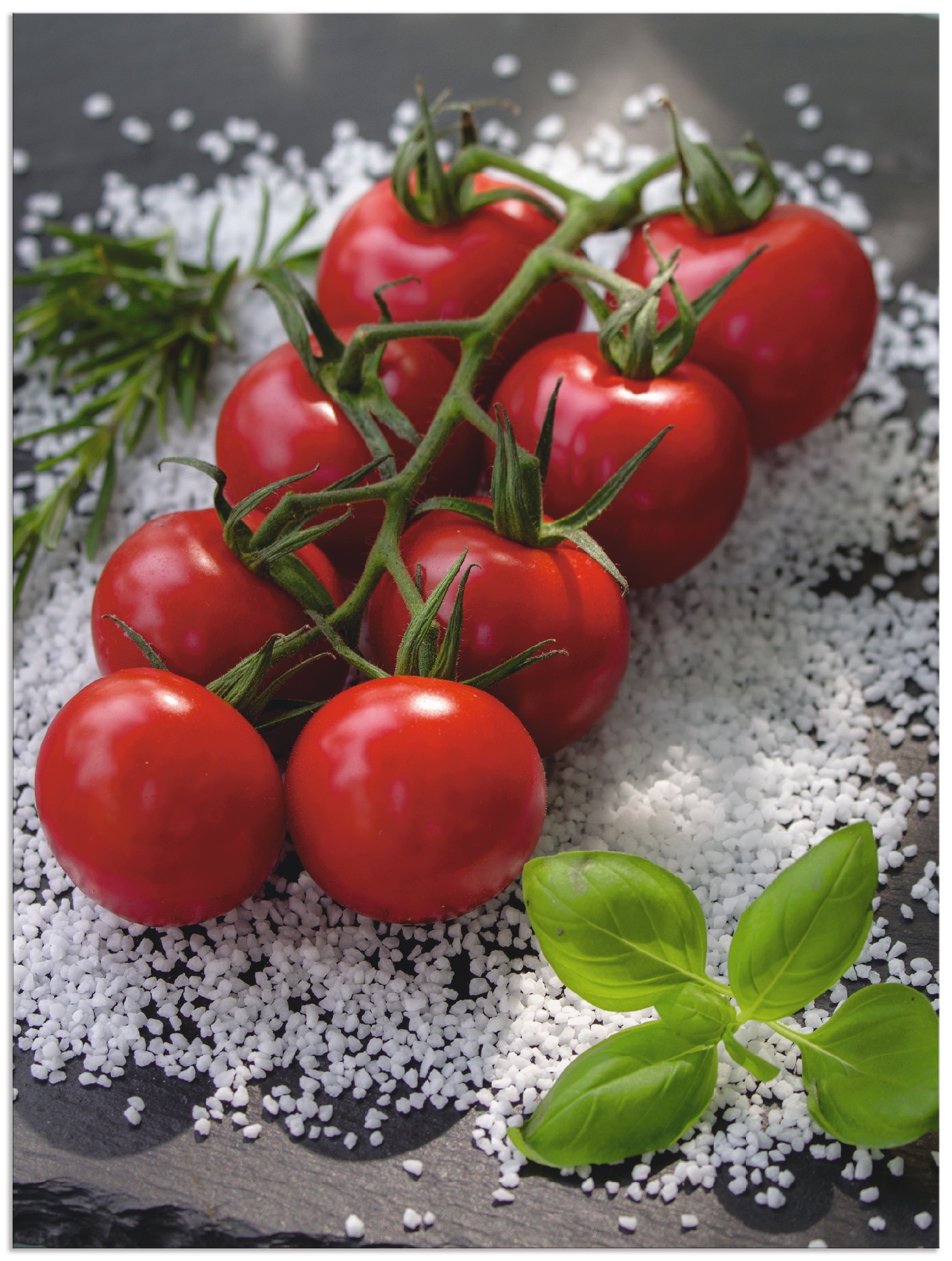 Artland Alu-Dibond-Druck "Tomaten Rispe auf Salz" Lebensmittel 1 Stk. tlg. für Innen- und Außenbereich geeignet, Outdoorbild