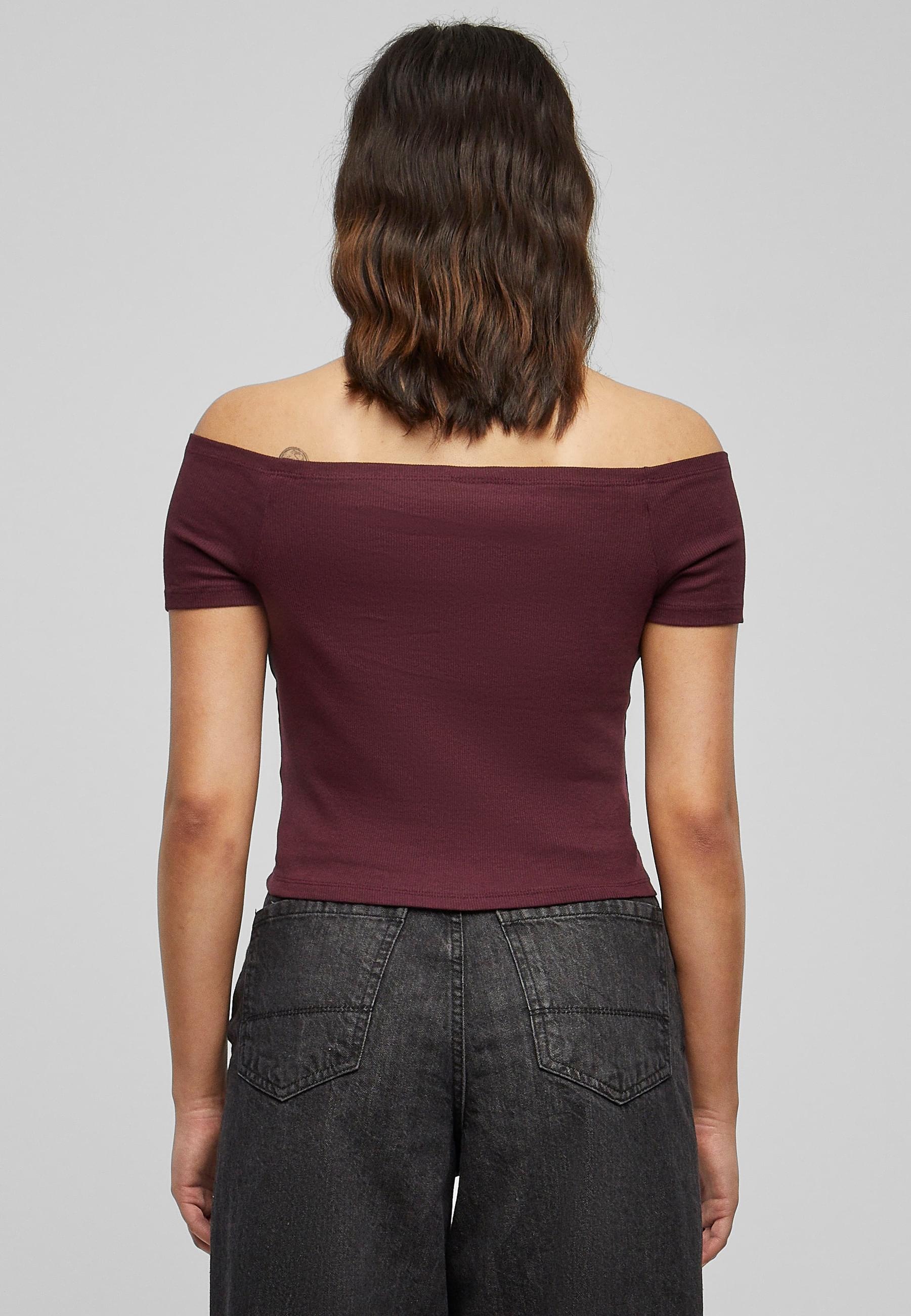 URBAN CLASSICS T-Shirt »Urban Classics Damen Ladies Off Shoulder Rib Tee«, (1 tlg.)