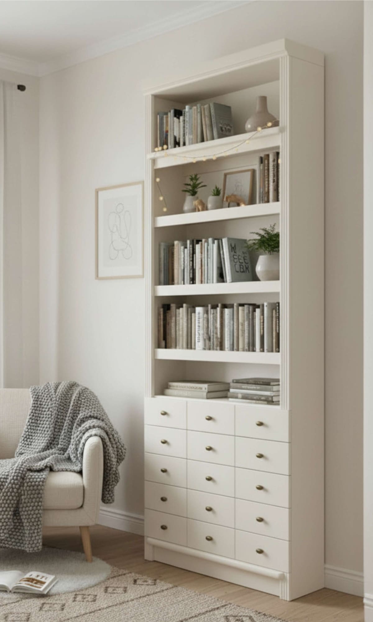 Home affaire "Soeren Regal mit 5 breiten Schubkästen in geteilter Optik" T/H: 80/29/220 cm, Kiefer FSC-zertifiziert, elegante Metallgriffe