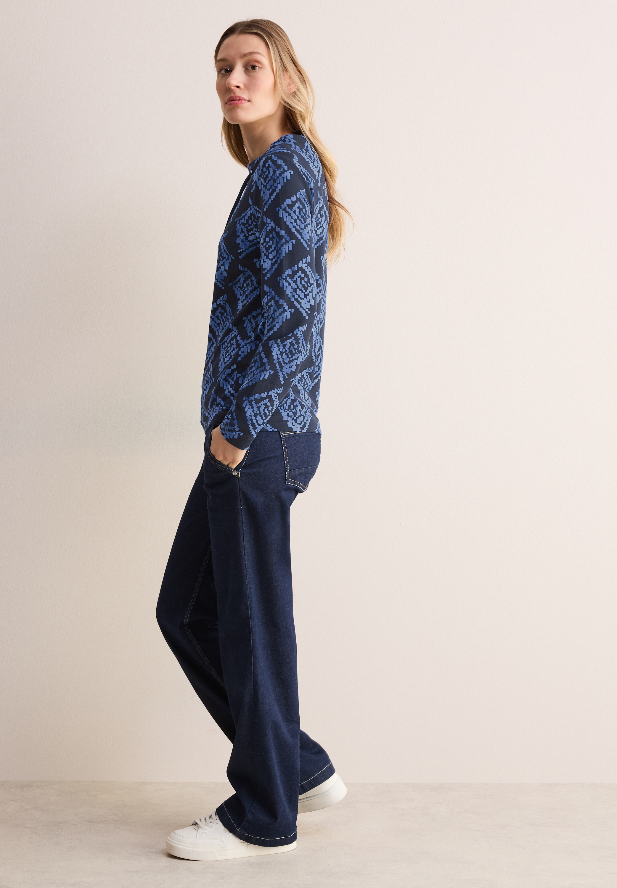 Cecil Rollkragenpullover, mit All-Over Print und Stehkragen mit Kordelzug
