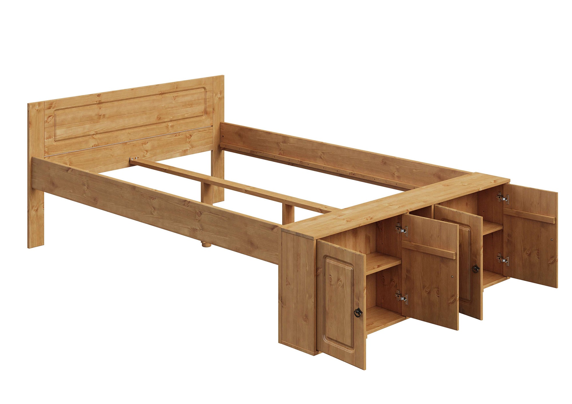 OTTO home Massivholzbett »Paula, Bett, Stauraumbett, Holzbett, Bettgestell« (B/T/H: 148,8/224,4/82 cm,  aus massiver Kiefer, extra viel Stauraum im Fußteil, FSC®-zertifiziert