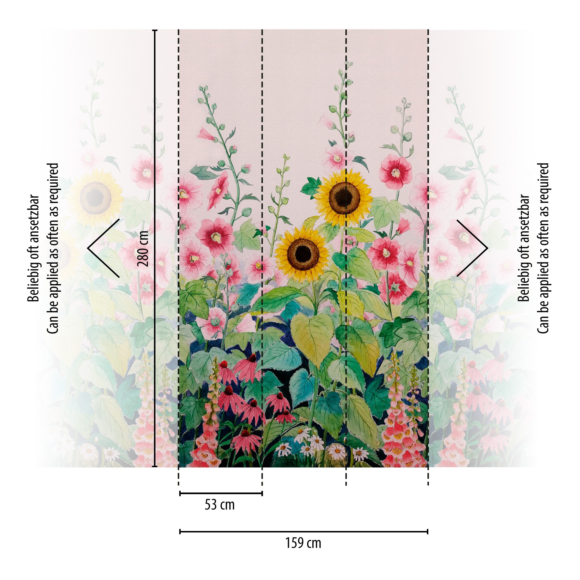 Thumbnail - living walls Fototapete "THE WALL III Blumenwiese Tapete Motivtapete Blumen Blume" matt glatt Vliestapete Sonnenblumen f...