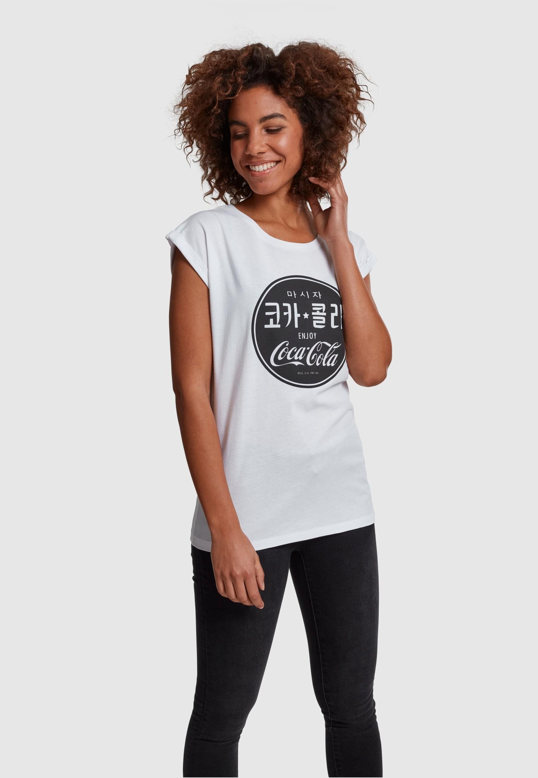 Merchcode T-Shirt »Merchcode Damen Ladies Coca Cola Korean Black Tee«, (1 tlg.)
