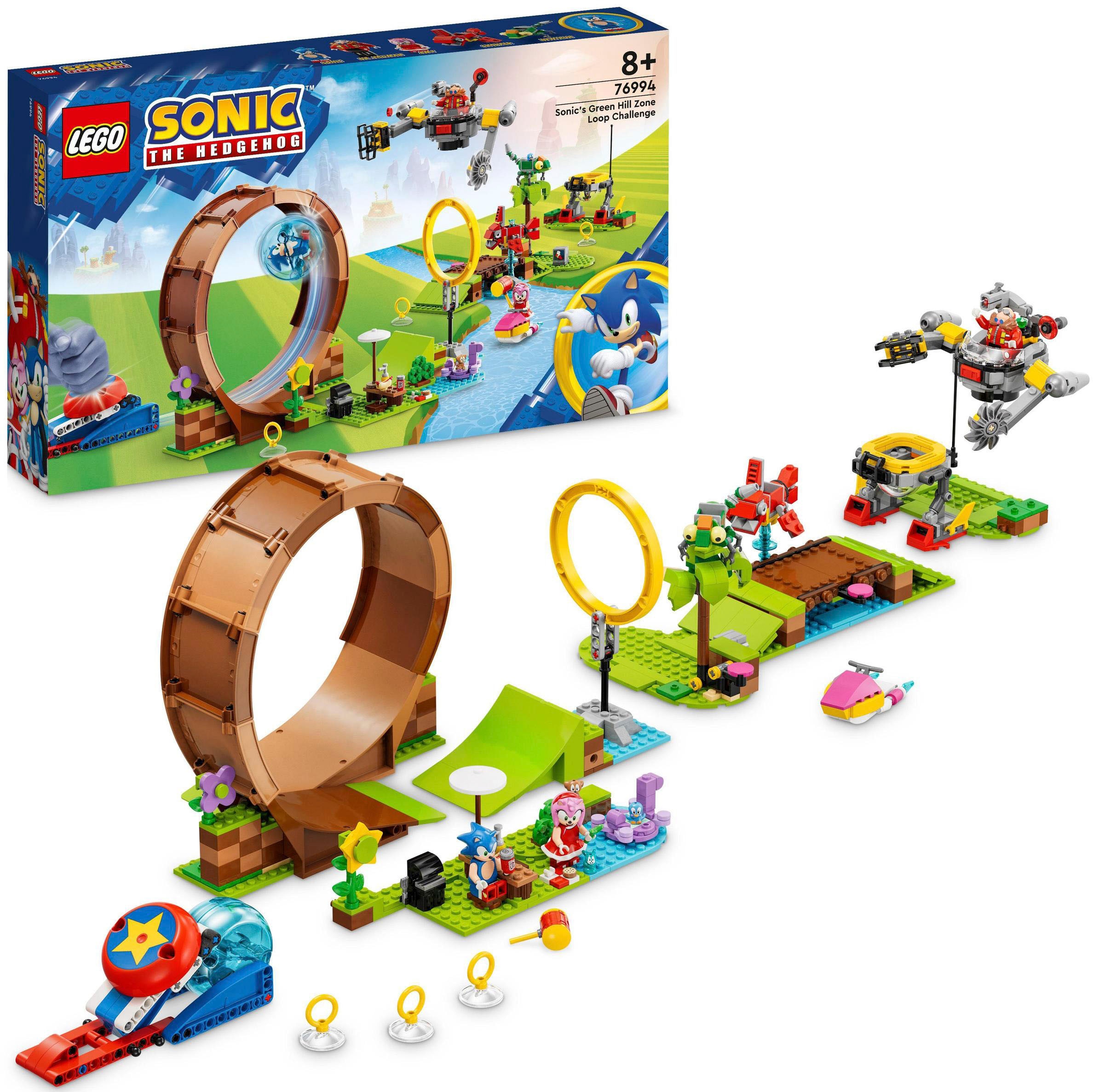 LEGO® Konstruktionsspielsteine »Sonics Looping-Challenge in der Green Hill Zone (76994), LEGO® Sonic«, (802 St.), Made in Europe