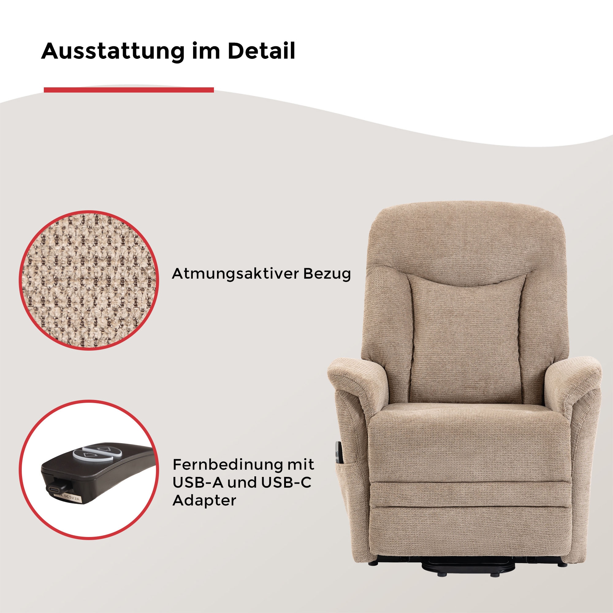 Duo Collection TV-Sessel »Gandia XXL« 150 kg belastbar, Stahlwellenunterfederung