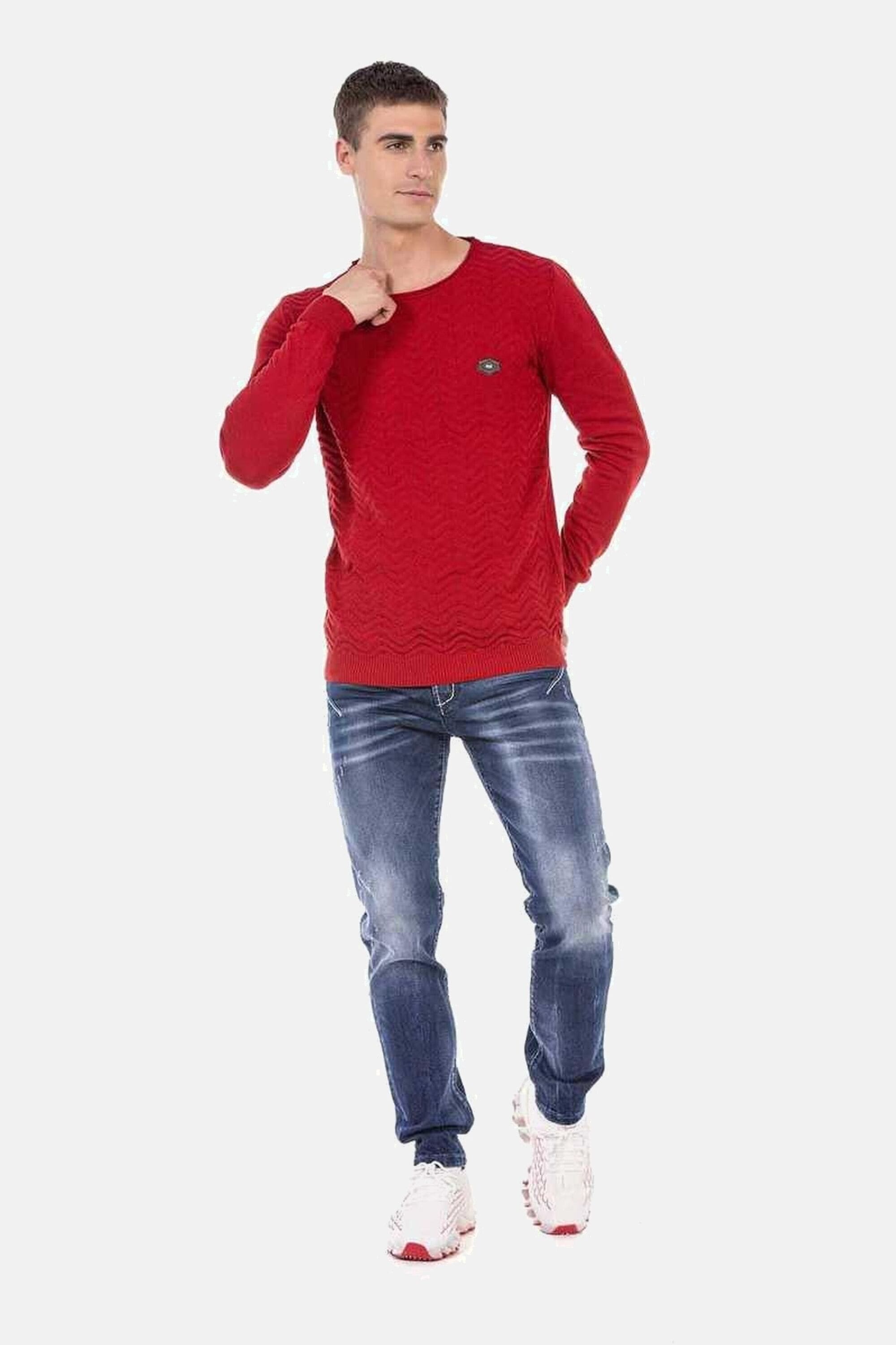 Cipo & Baxx Rundhalspullover »Pullover«, mit Zopfmuster, CP240