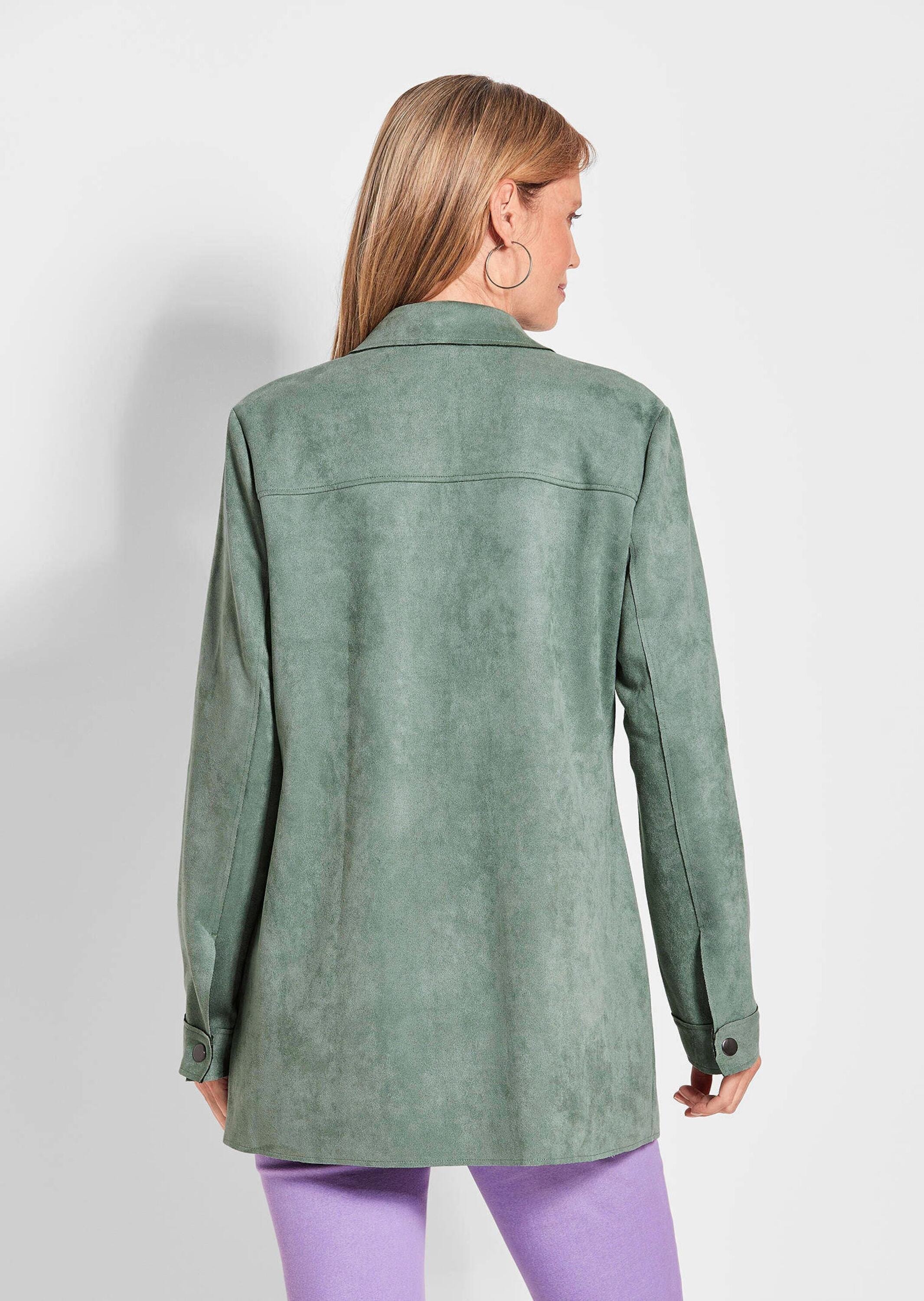 GOLDNER Kurzjacke »Kurzgröße Outdoorjacke aus Veloursimitat in Grün«