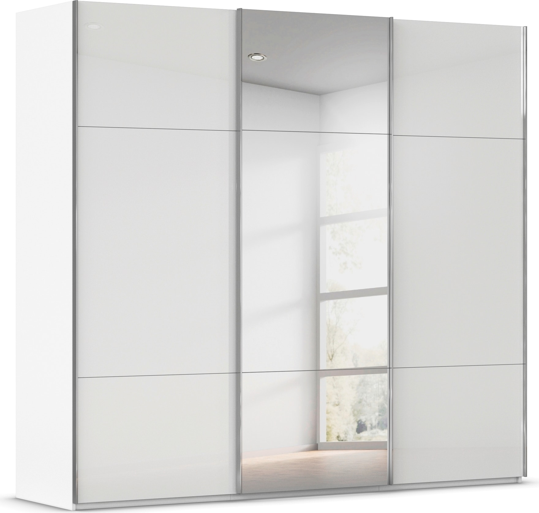 rauch Schwebetürenschrank "Kleiderschrank Schrank Garderobe Schlafzimmerschrank CONTIDO" 3 verschiedene Ausstattungen BASIC/CLASSIC/PREMIUM (inkl. SOFT-CLOSE), aus hochwertigem Material in 6 Breiten 2 Griff-Farben MADE IN GERMANY