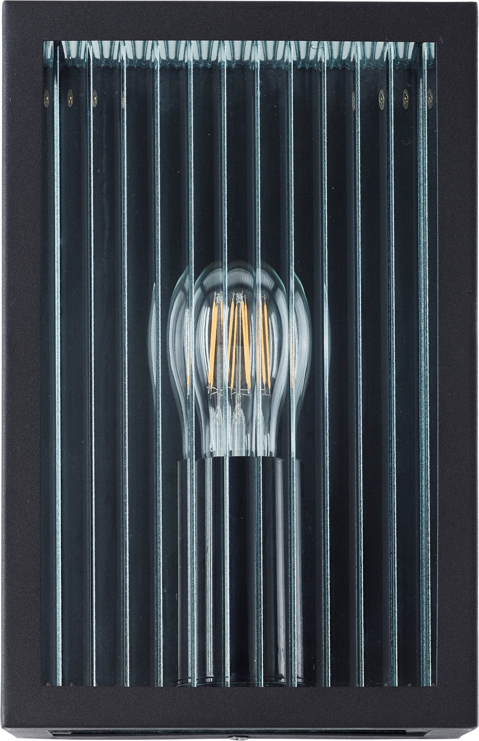 Brilliant Wandleuchte »Getta« E27 1 Stk. Außenwandleuchte, 26 x 17 x 10 cm, E27, geriffeltes Glas, schwarz