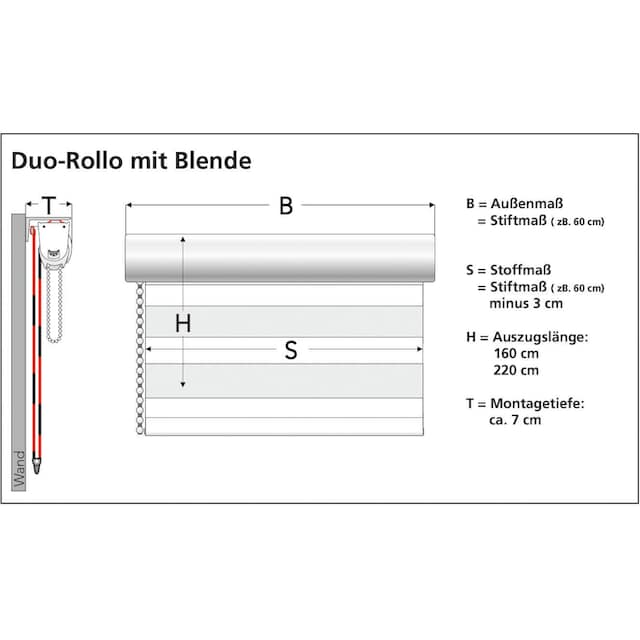 Liedeco Doppelrollo »DUO-Rollo mit 20 cm Streifen«, Lichtschutz, mit Bohren,  im Fixmaß auf Rechnung | BAUR