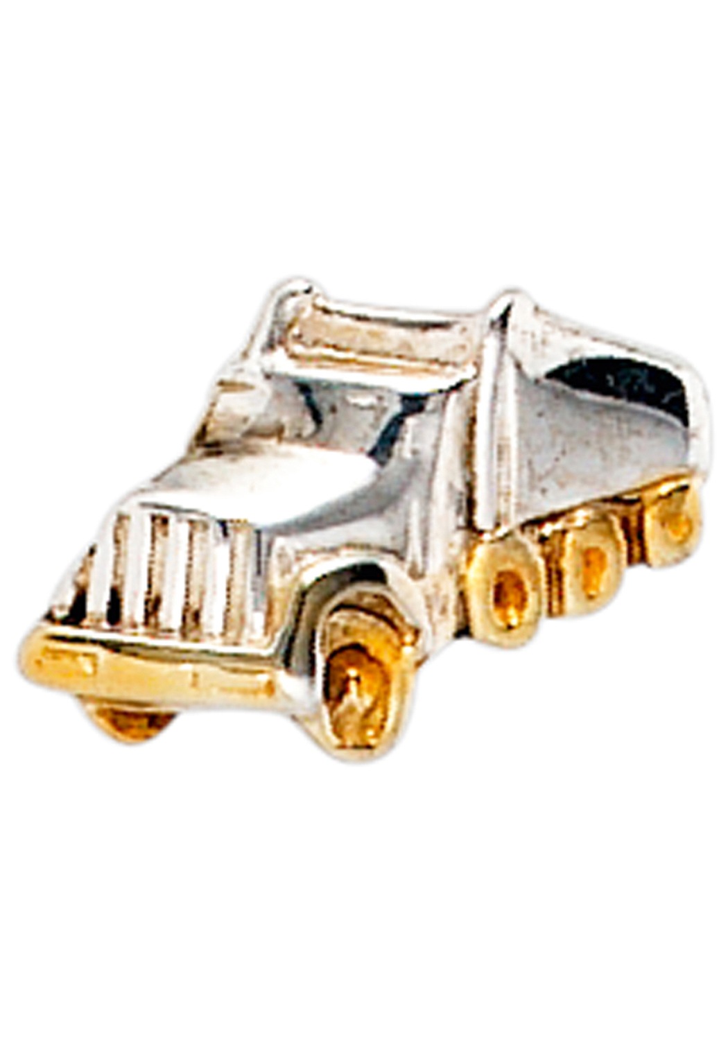 Single-Ohrstecker JOBO "Lastwagen LKW", silber 925, Ohrringe, Damen, Silber 925 (Sterlingsilber), 925 Silber bicolor vergoldet
