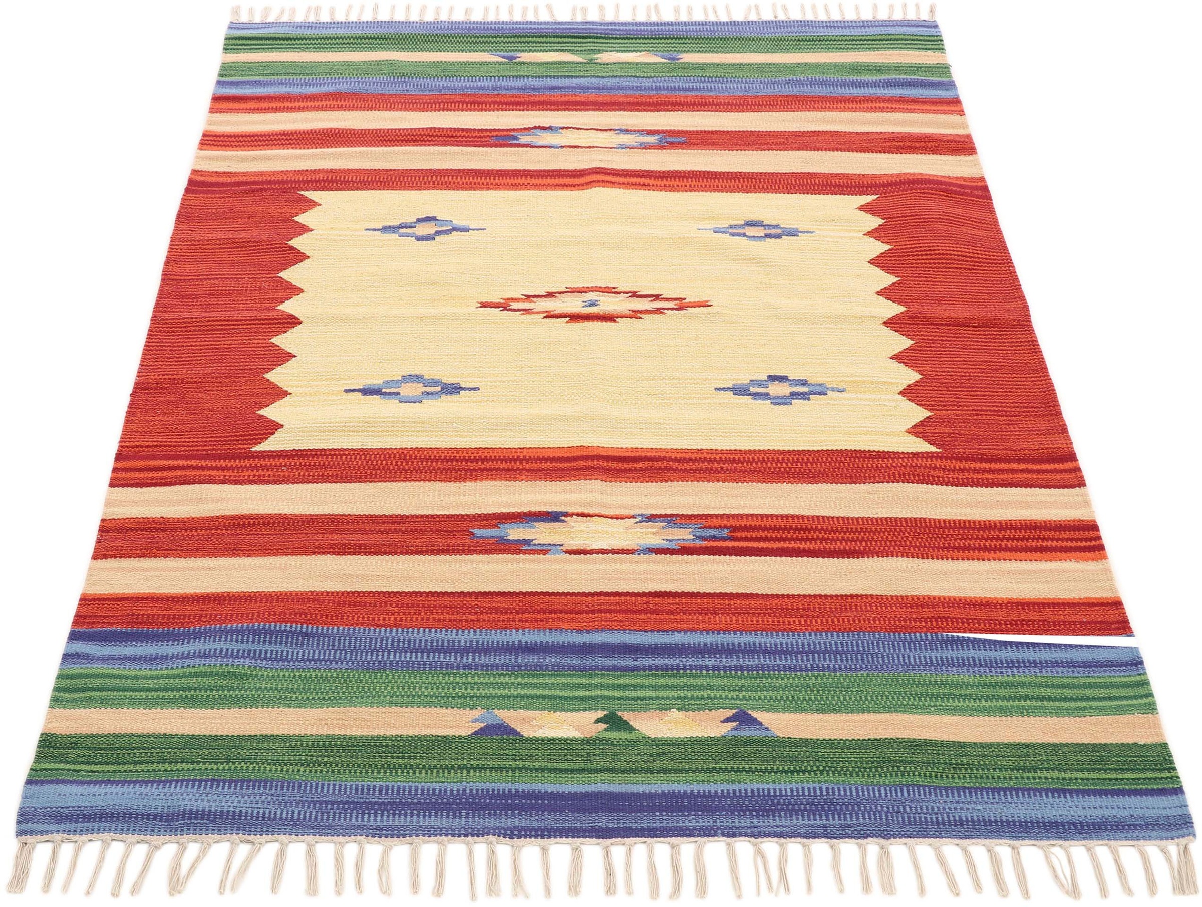 carpetfine Teppich »Kelim Mira«, rechteckig, 5 mm Höhe
