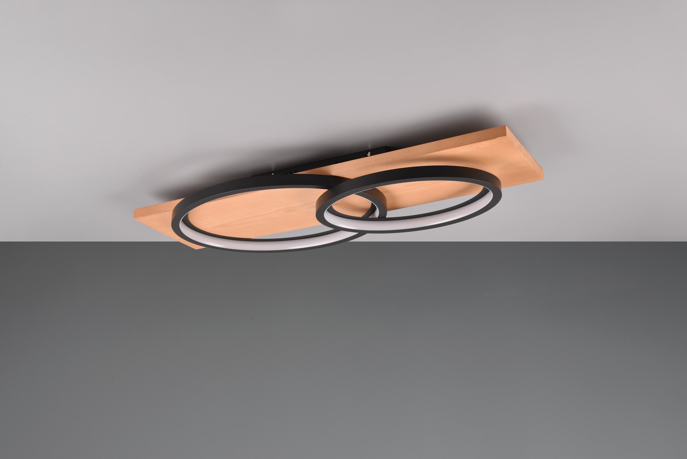 TRIO Leuchten LED Deckenleuchte »BARCA, dimmbare Deckenlampe aus Holz & Metall mit indirektem Licht«, 1 flammig, Leuchtmittel LED-Board | LED fest integriert, LED warmweiß & 3500 Lumen, für Wand- und Deckenmontage, 3 Dimmstufen