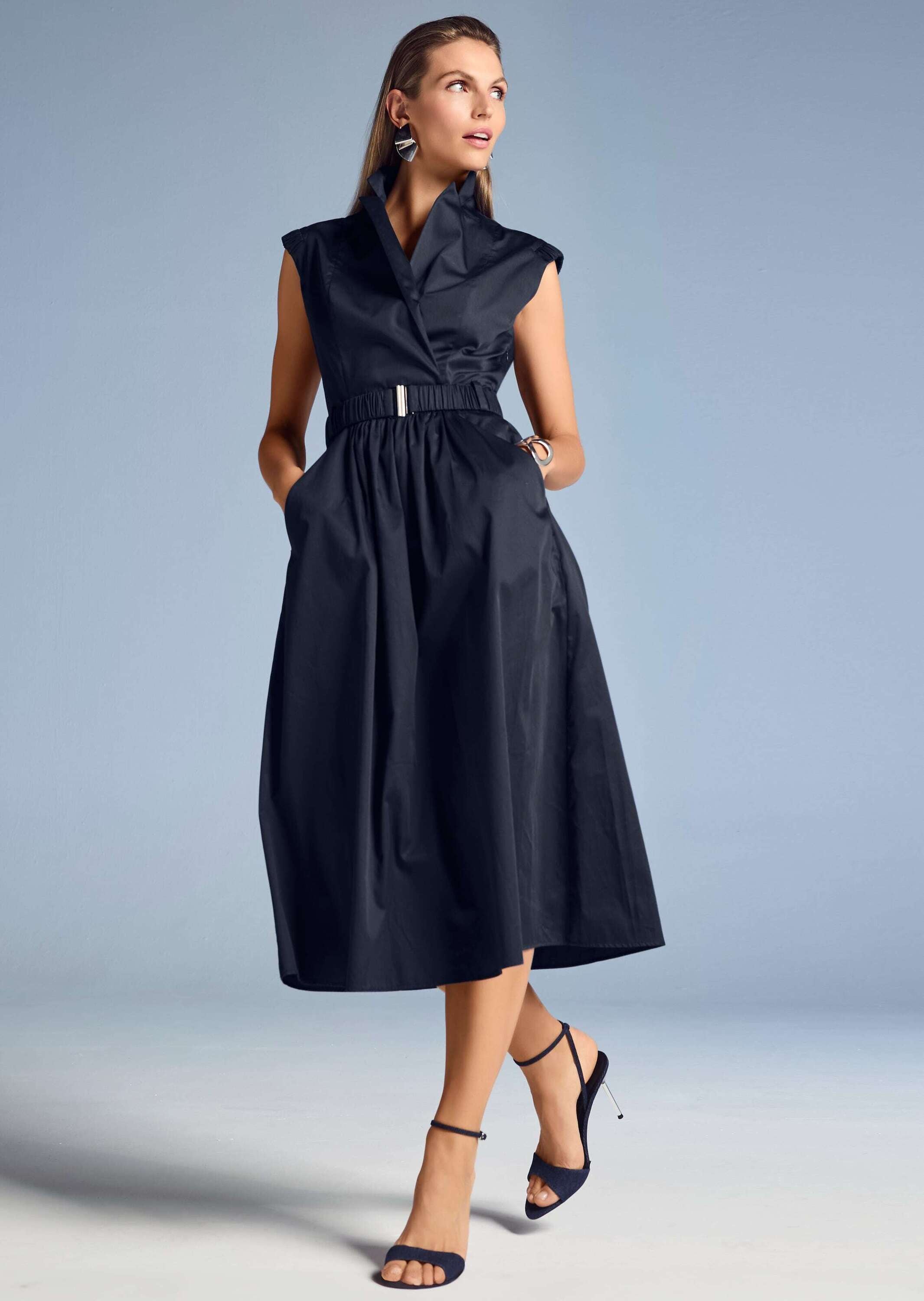 MADELEINE Midikleid »Wickelkleid Sommerkleid mit Gürtel« Eingrifftasche Reverskragen im Wickelstil