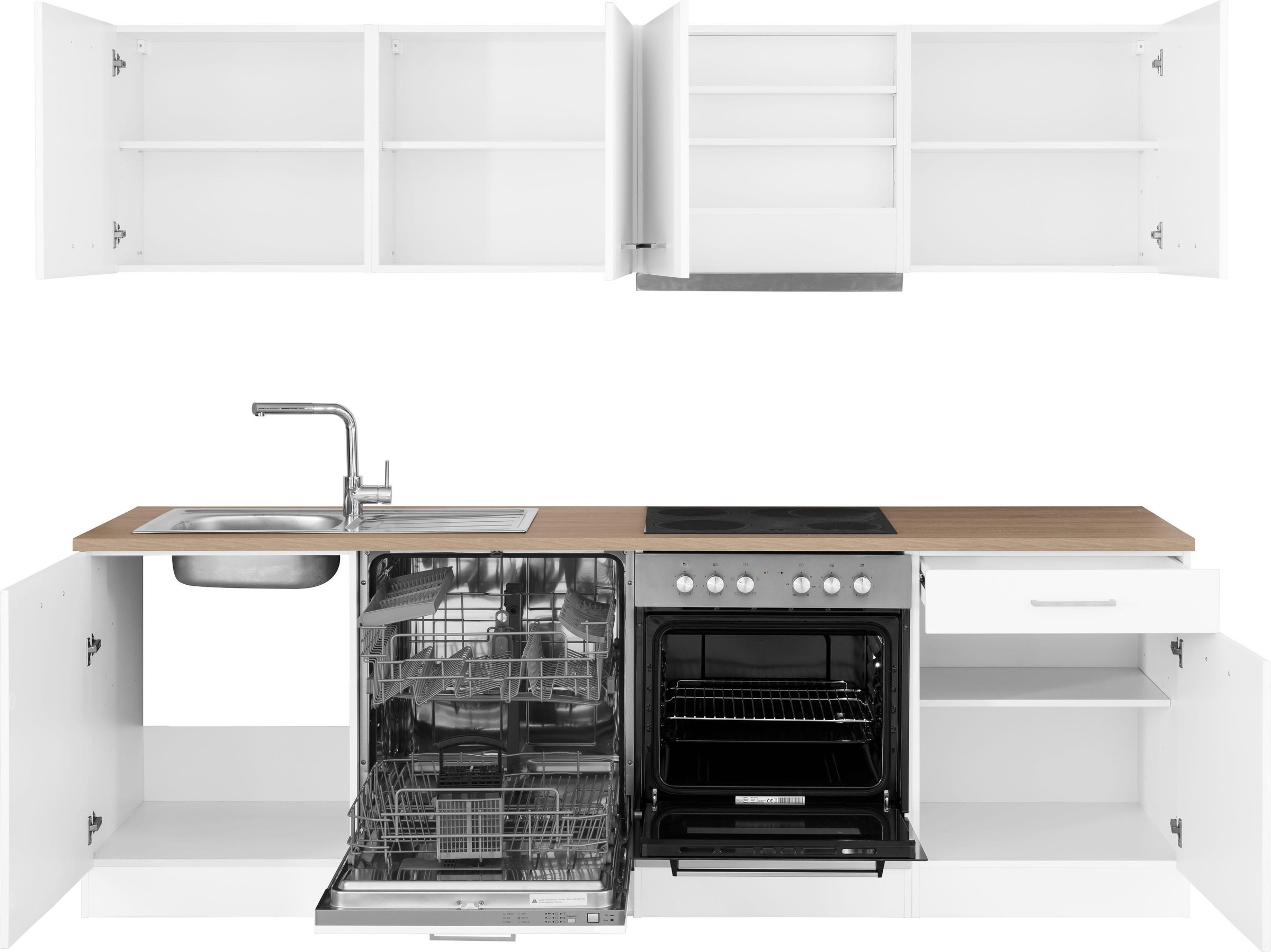 KOCHSTATION Küchenzeile »KS-Visby«, mit E-Geräten, Breite 240 cm inkl. Geschirrspülmaschine