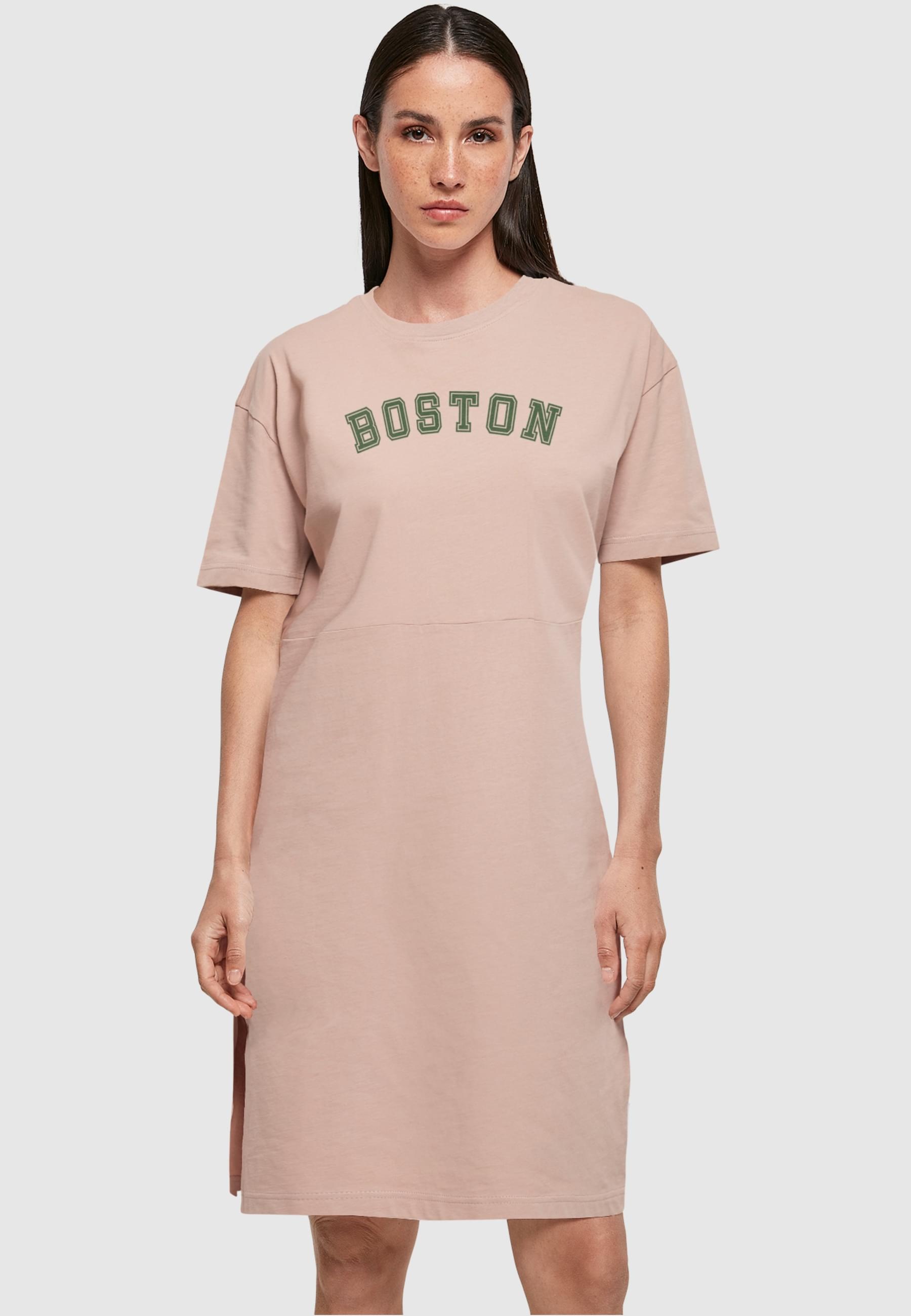 Merchcode Shirtkleid »Merchcode Damen Ladies Boston Organic Oversized Slit Tee Dress«, (1 tlg.)