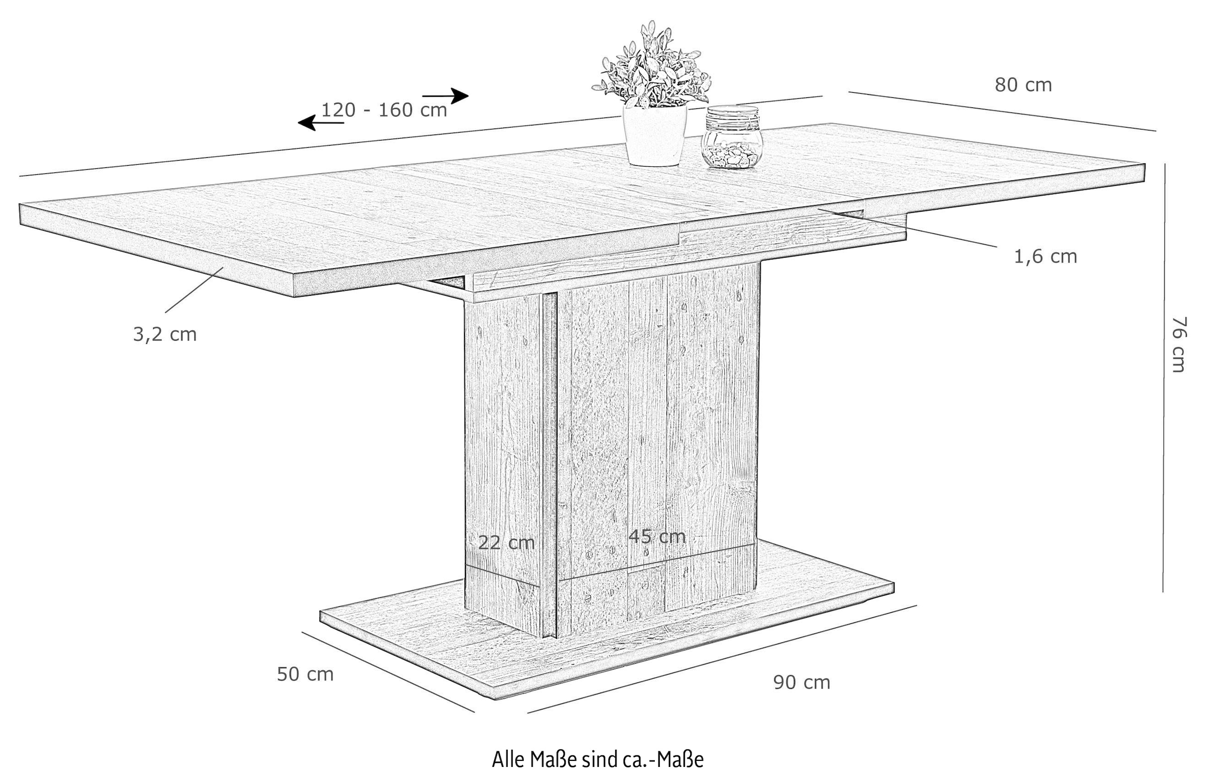 HELA Esstisch »Ariana«, Einlegeplatten kaufen innenliegende ausziehbar BAUR 120-160 | durch cm