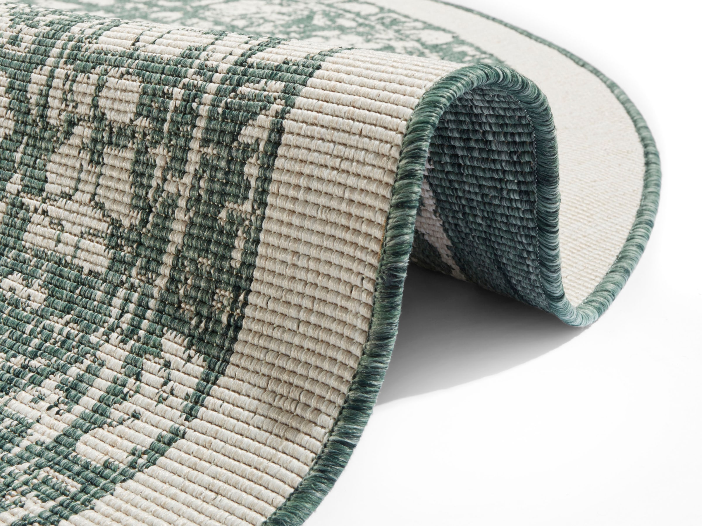 freundin Home Collection Teppich »Jole«, rund, 5 mm Höhe, In-und Outdoor geeignet, Mandala, Pflegeleicht, Flachgewebe, Wendbar