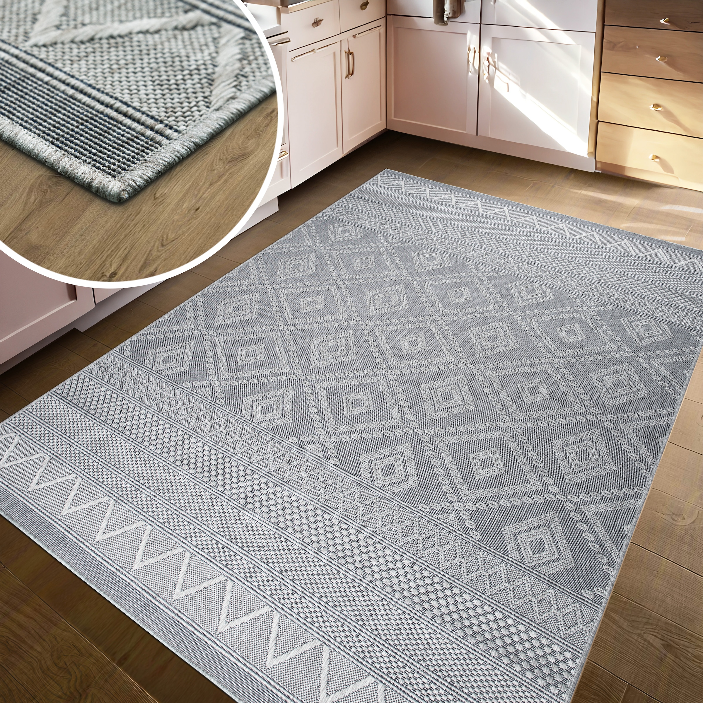my home Teppich »Toronto auch als Läufer erhältlich«, rechteckig, 3 mm Höhe, In- und Outdoor geeignet, Sisal-Optik, Wetterfest & UV-beständig, Boho