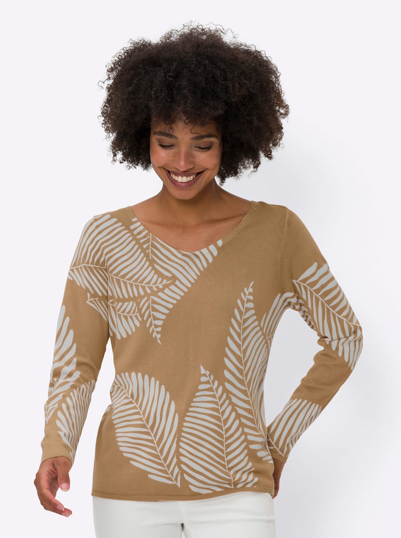 heine V-Ausschnitt-Pullover »Druck-Pullover«