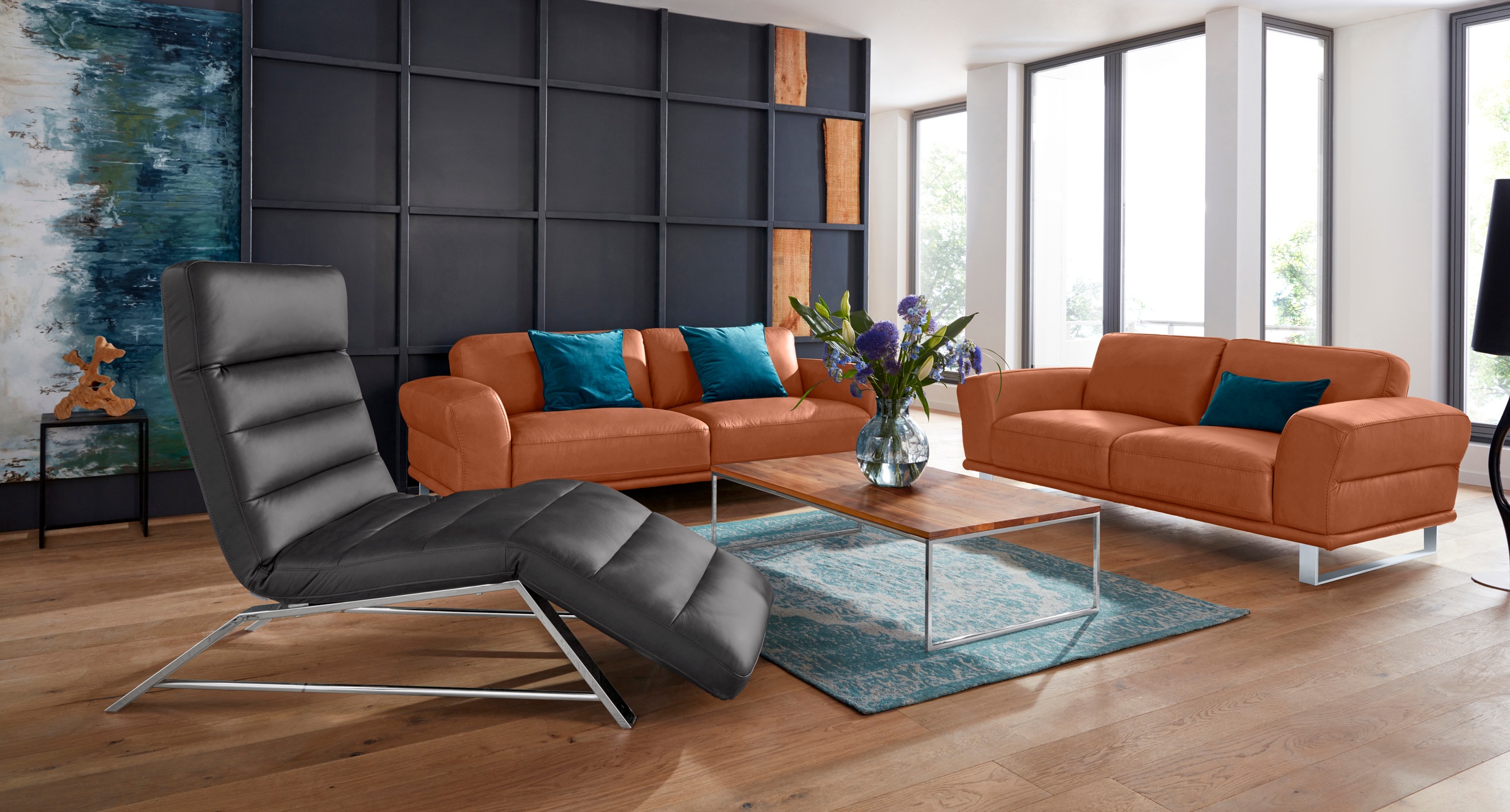 W.SCHILLIG 2,5-Sitzer »montanaa«, mit Metallkufen in Silber matt, Breite 232 cm