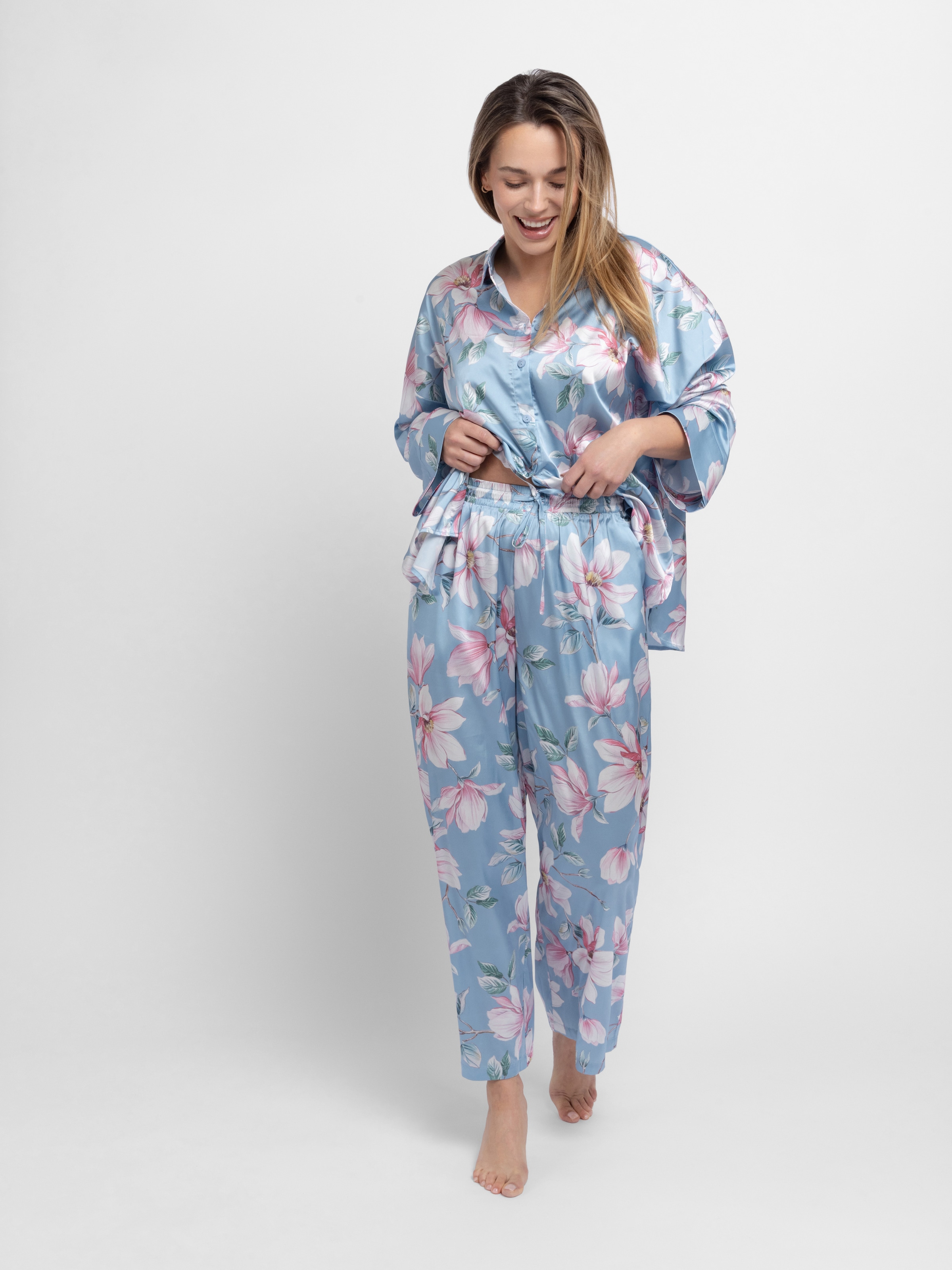 Dorina Pyjamahose »Bella«  florales Design, Gummizug, Bindeband, bequem