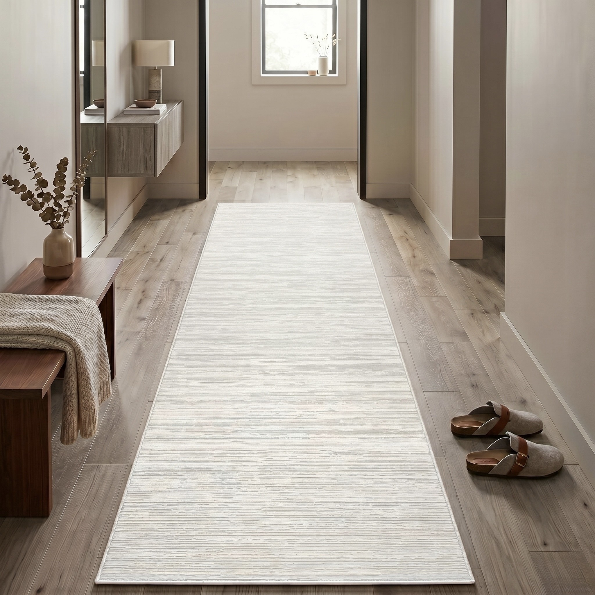 Sehrazat Teppich "LIMA, auch als Läufer und in RUnd" rechteckig 10 mm Höhe Kurzflor, Linienstruktur, leichter Glanz, Wohnzimmer