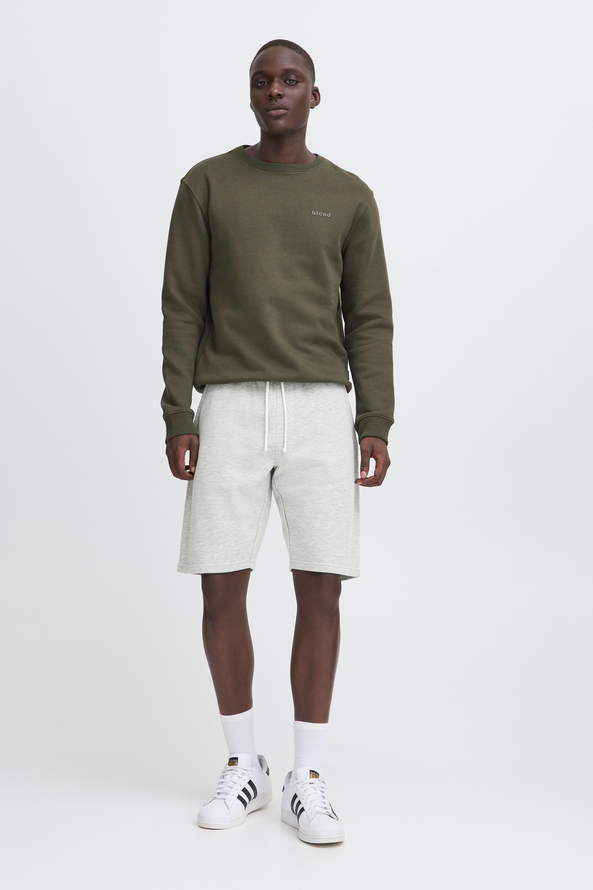 Sweatshorts BLEND "Sweatshorts BHKuno", Herren, Gr. XXL, N-Gr, grau (stone mix), Obermaterial: 60% Baumwolle CO. 40% Polyester PES., Hosen Sweatshorts 2