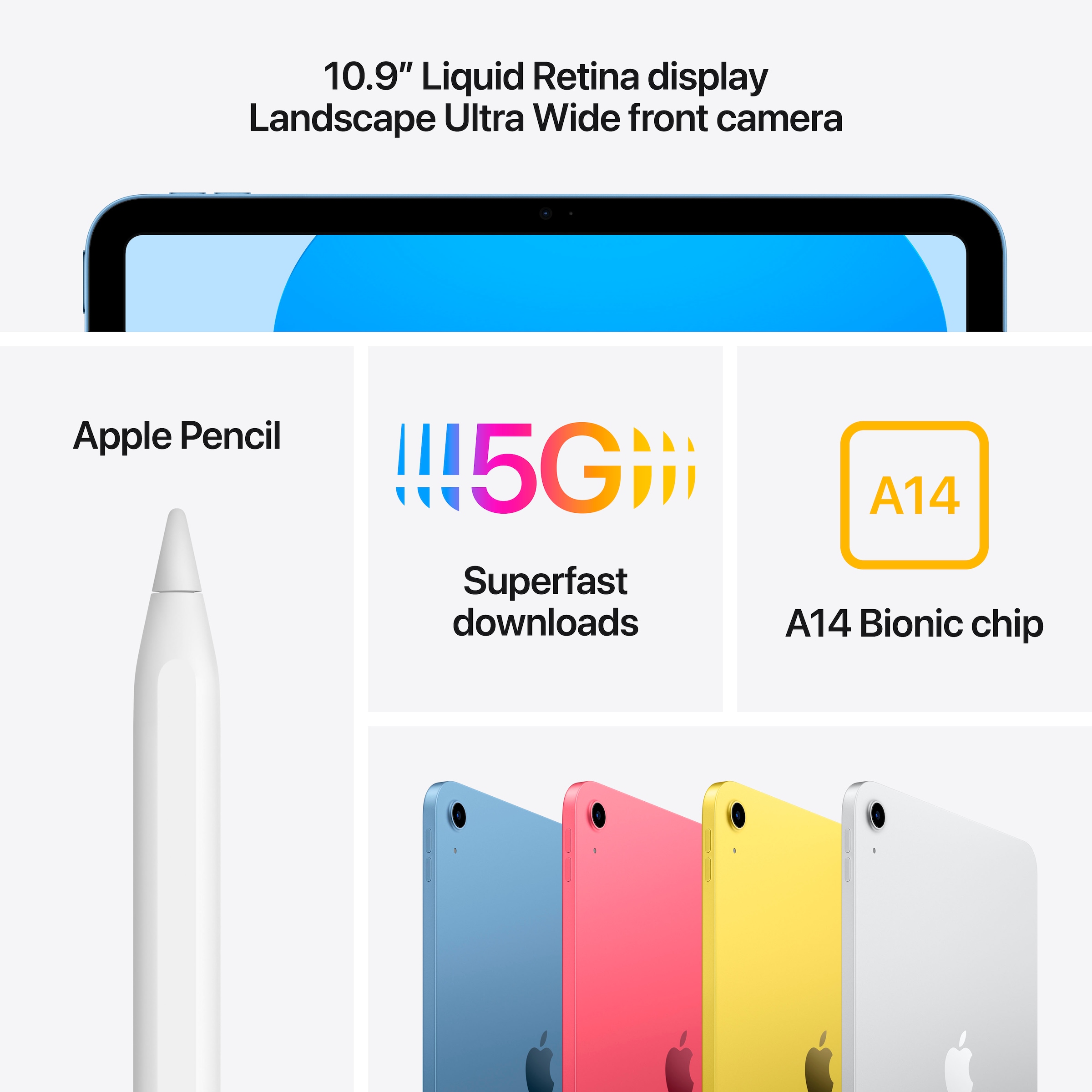 Apple Tablet »10,9" iPad Wi-Fi + Cellular 256GB 10th. Generation«, (27,69 cm / 10.9 Zoll), iPadOS, Retina, 5G,)