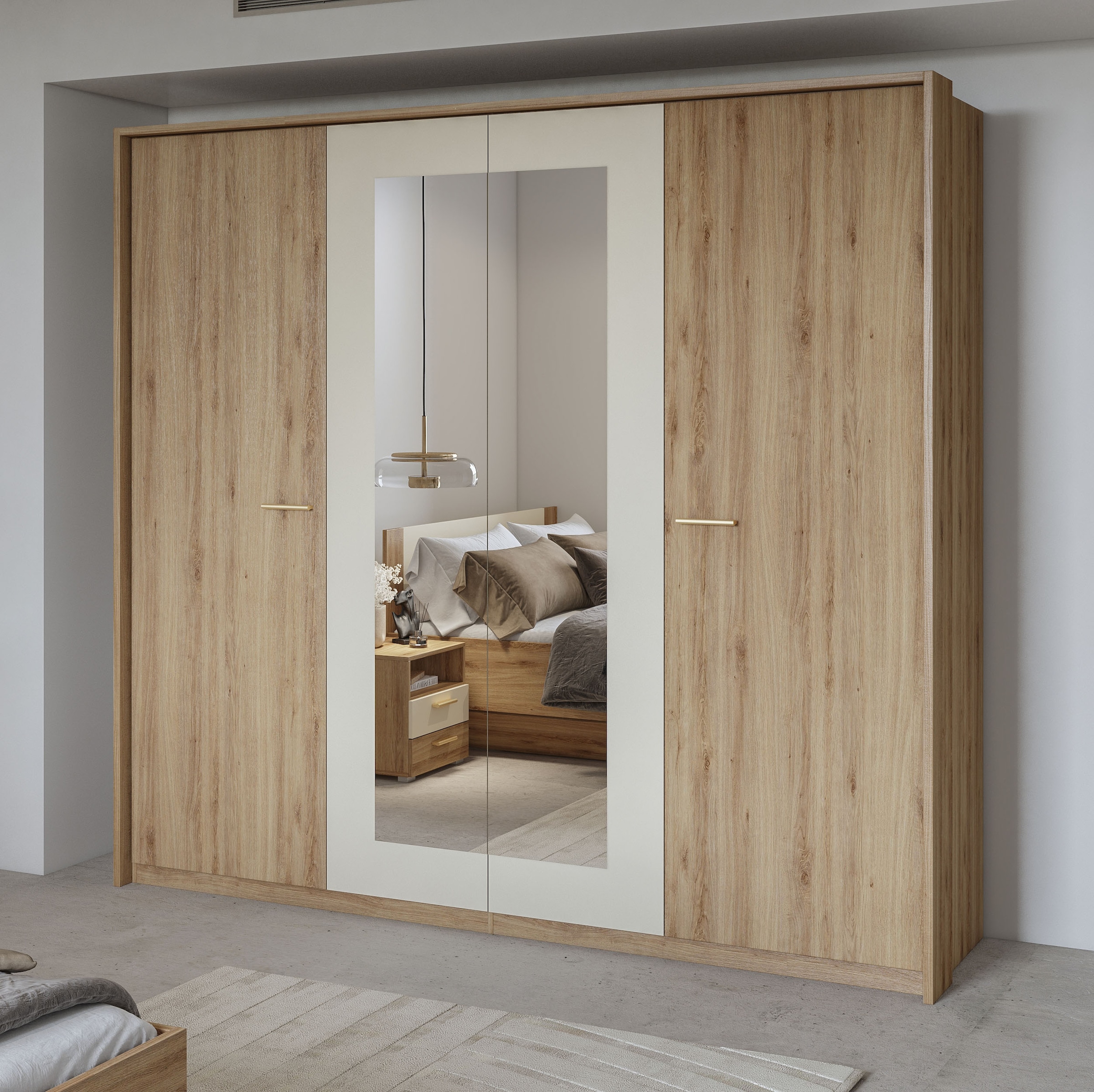 Home affaire Kleiderschrank "Bitry, Wäscheschrank incl. kompletter Innenausstattung" Kleiderschrank, verstellbare Einlegeböden 22 mm stark, tolle Holzoptik