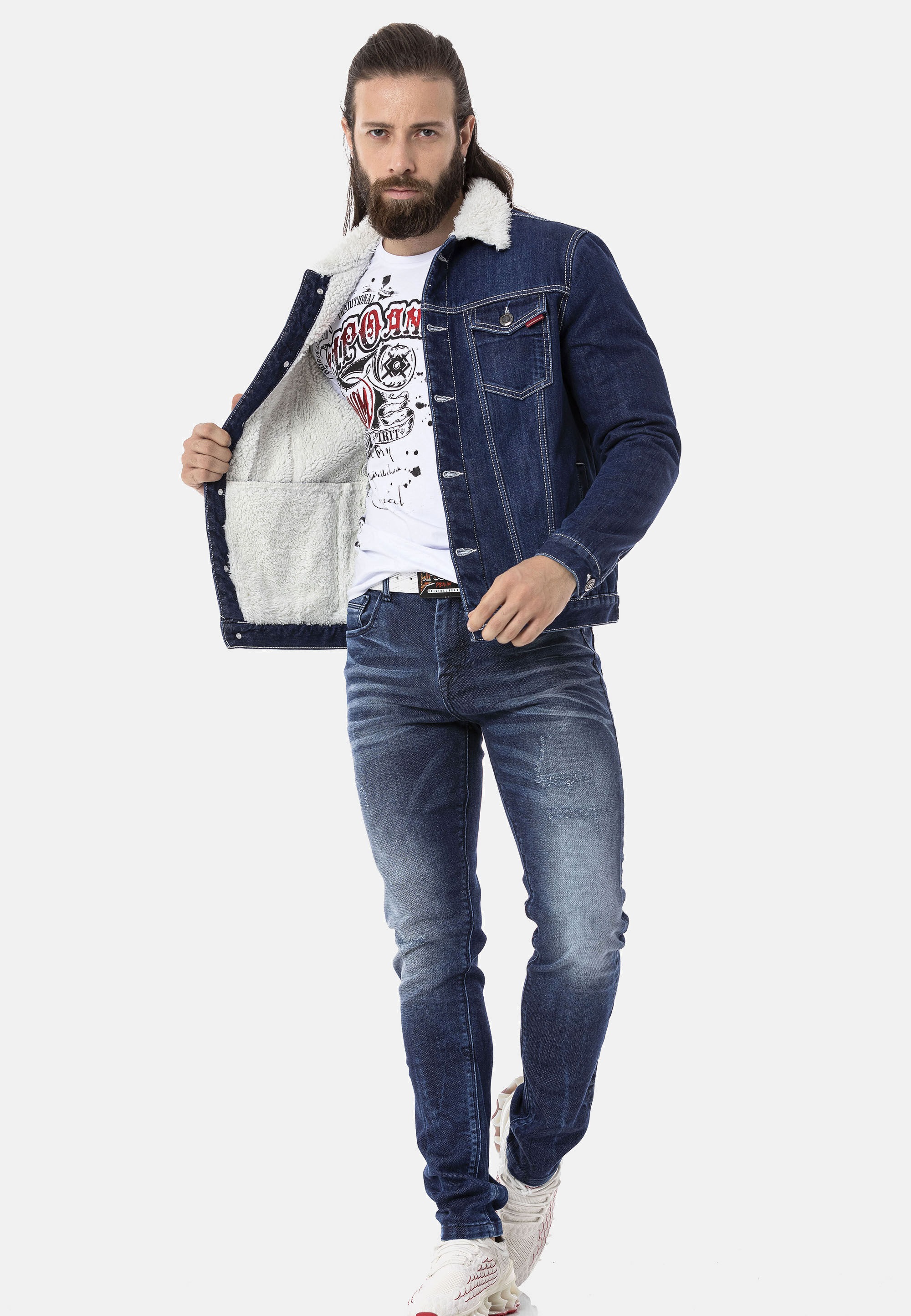 Cipo & Baxx Winterjacke »Cipo & Baxx Jacke« ohne Kapuze mit Kunstpelz-Kragen