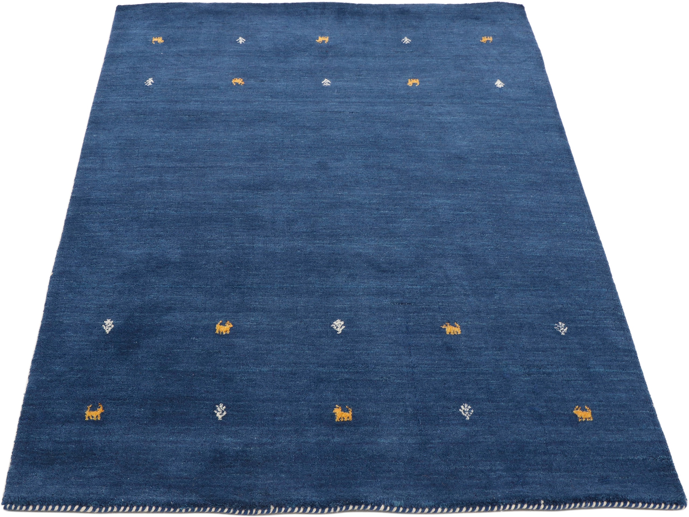 carpetfine Wollteppich »Gabbeh Uni, auch als Läufer erhältlich«, rechteckig, 15 mm Höhe, reine Wolle, handgewebt, Gabbeh Loom Tiermotiv, große Farbauswahl