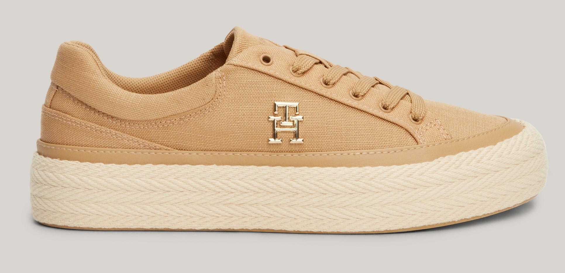 Tommy Hilfiger Plateausneaker »VULC SNEAKER LINNEN«, mit gepolstertem Schaftrand, Freizeitschuh, Halbschuh, Schnürschuh