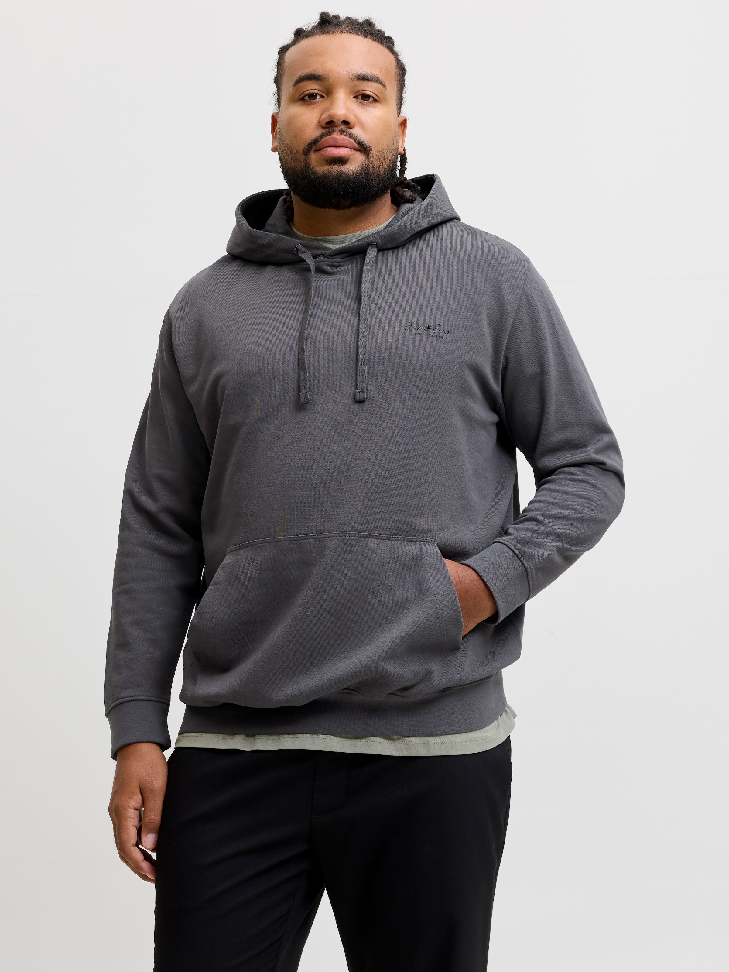 Jack & Jones PlusSize Kapuzensweatshirt "JJEARCHIVE GRAPHIC SWEAT HOOD SN PLS", Baumwollmischung, regular fit