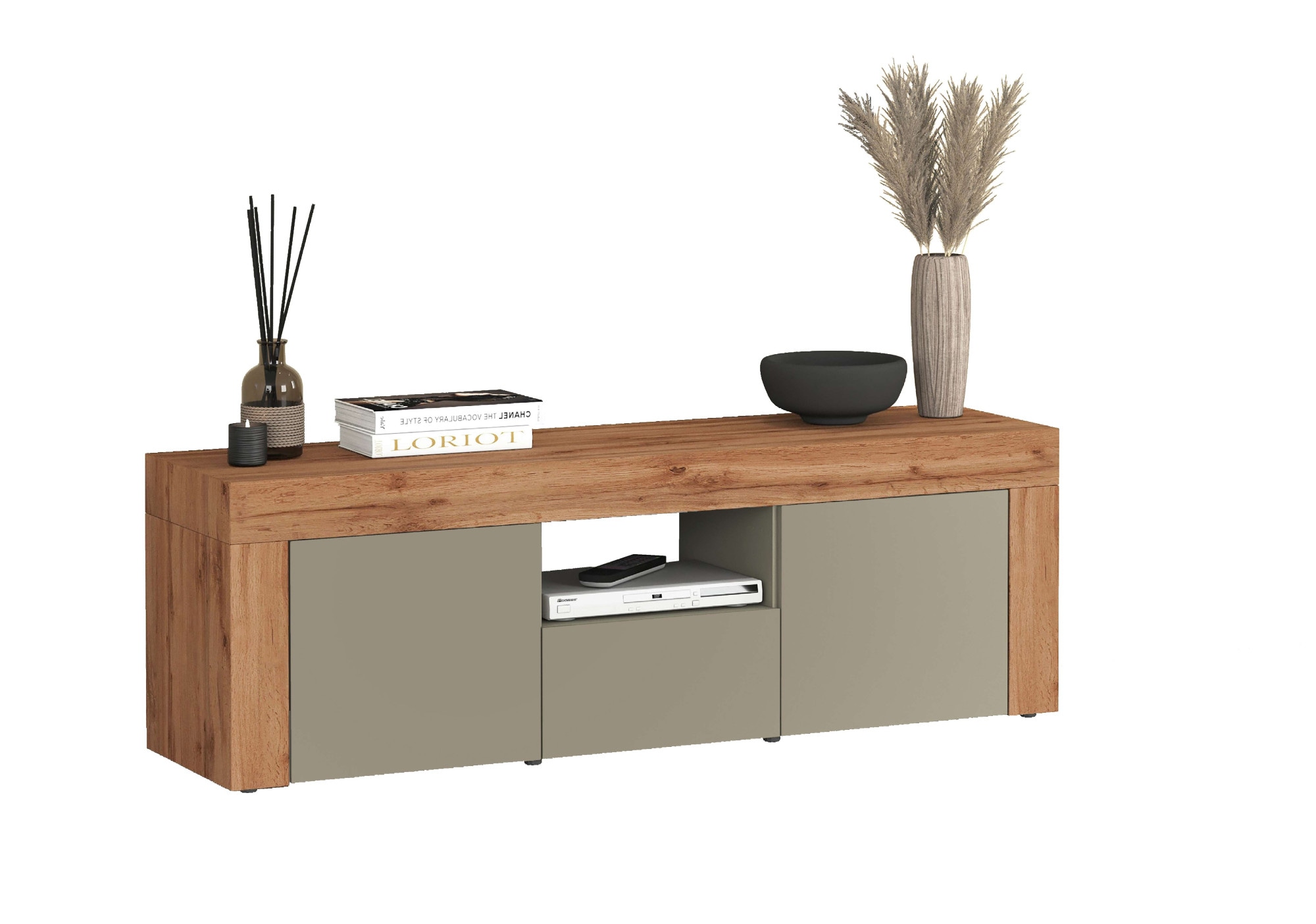 INOSIGN Lowboard »CHRONOS Breite 155 cm mit 2 Türen, 1 Schublade,1 offenes Fach«, (1 St.), TV-Board, Sideboard niedrig, Grifflos mit Push to Open 'Made in Italy'