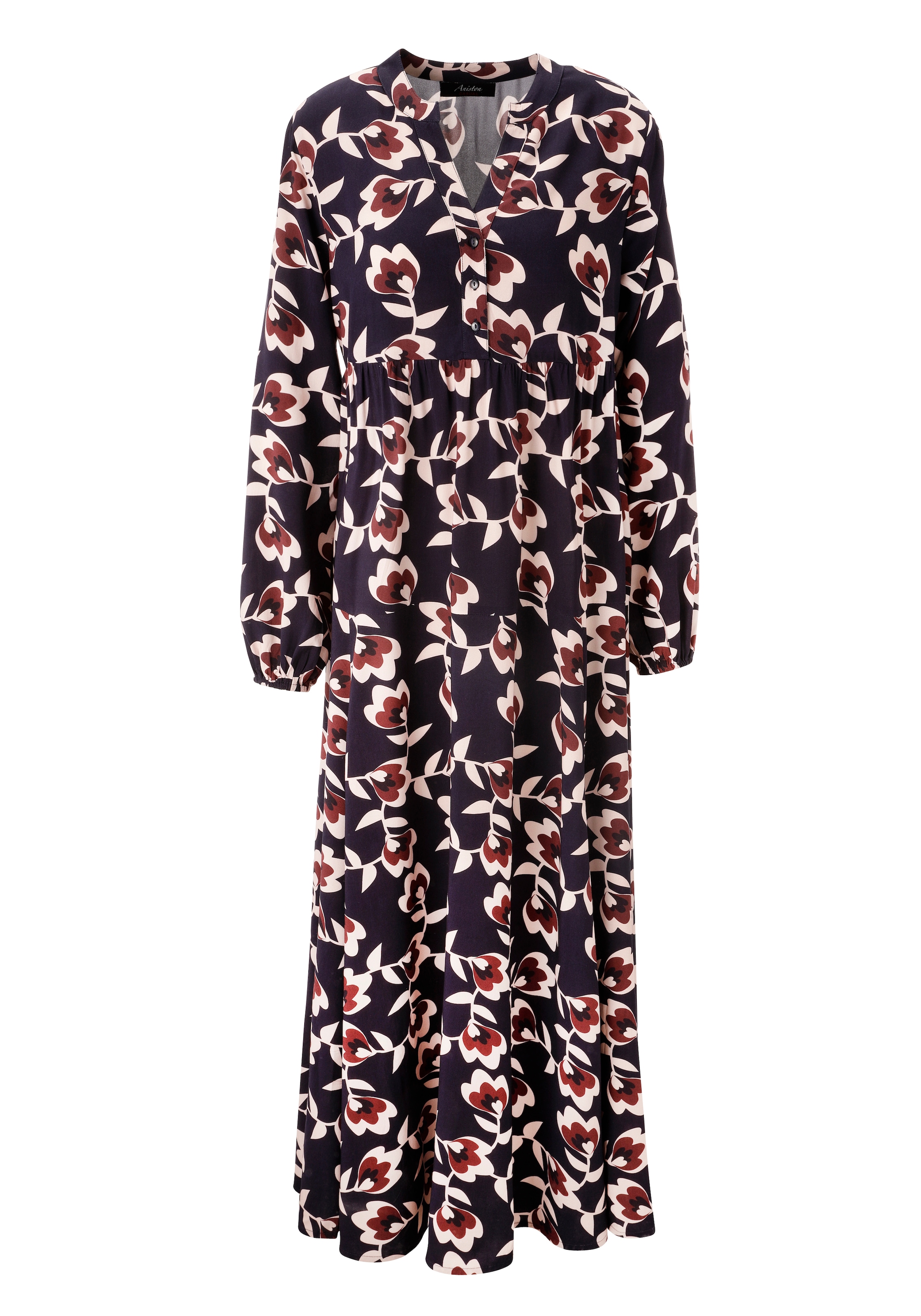 Aniston CASUAL Maxikleid, mit grafischen Blumen bedruckt- jedes Teil ein Unikat- NEUE KOLLEKTION