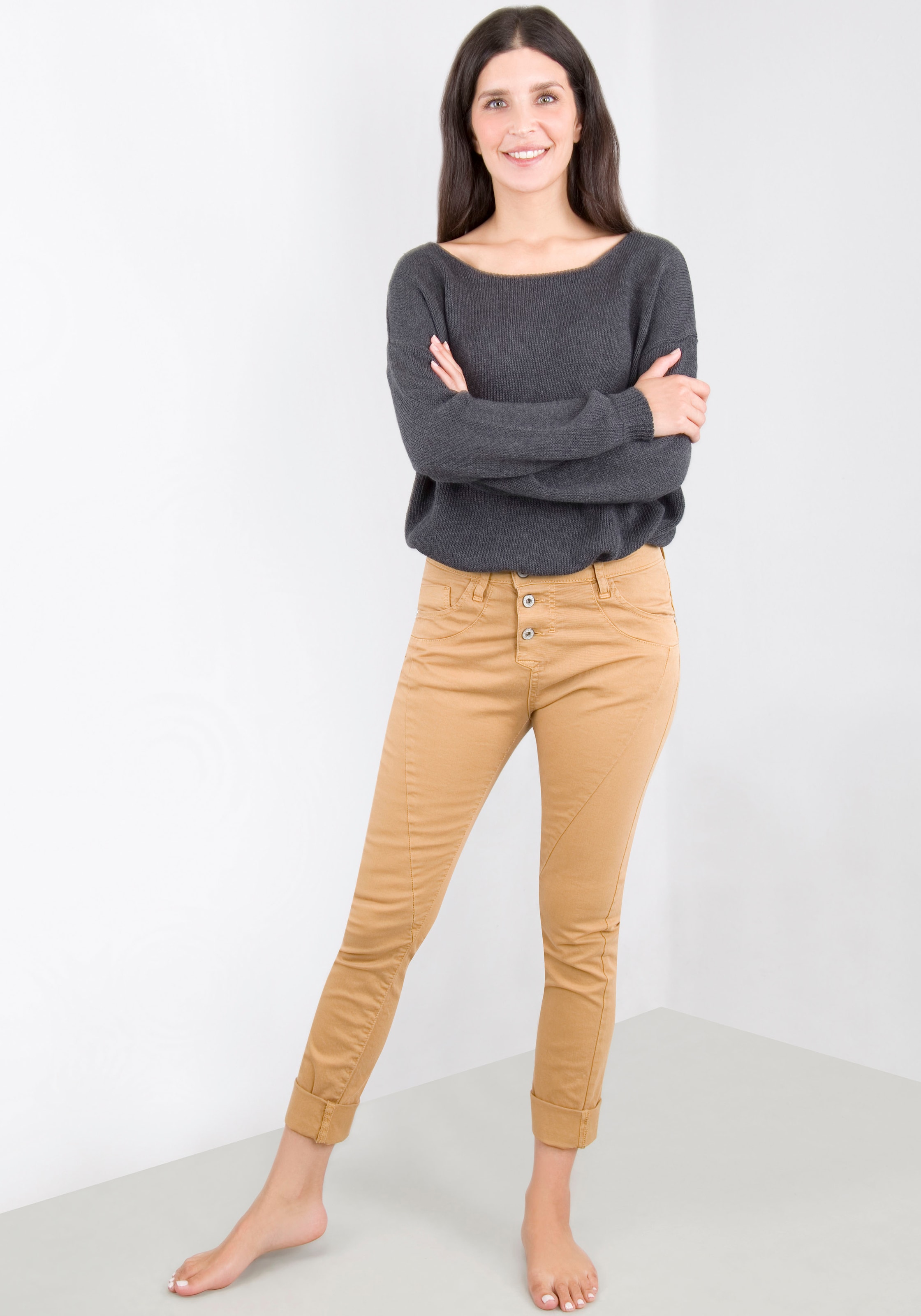 Please Jeans Röhrenhose, Mit besonderer Knöpfung günstig online kaufen