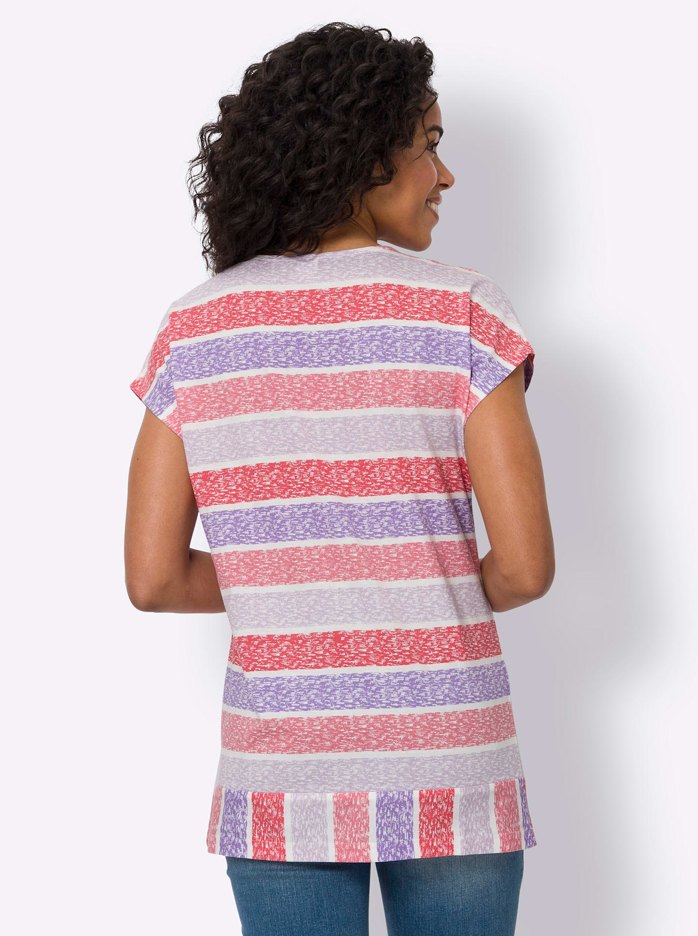 Longshirt CLASSIC BASICS "Longshirt", Damen, Gr. 48, orange (koralle, lavendel, bedruckt), 100% Baumwolle, gemustert, gestreift, mehrfarbig, Rundhals, Shirts Longshirt 2