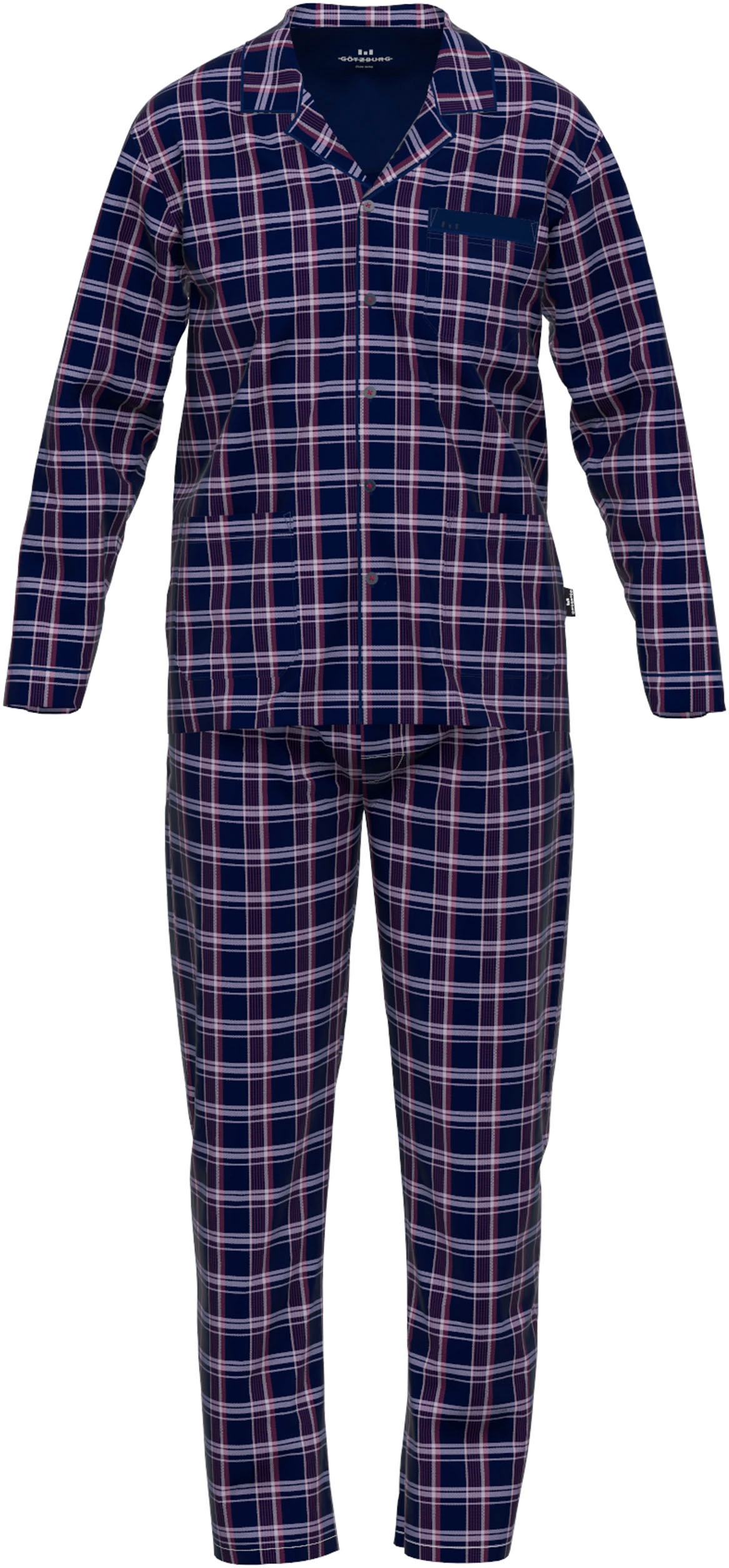 GÖTZBURG Pyjama "Clubhouse", (2 tlg.), Langarm, V-Ausschnitt, mit Kragen, l günstig online kaufen