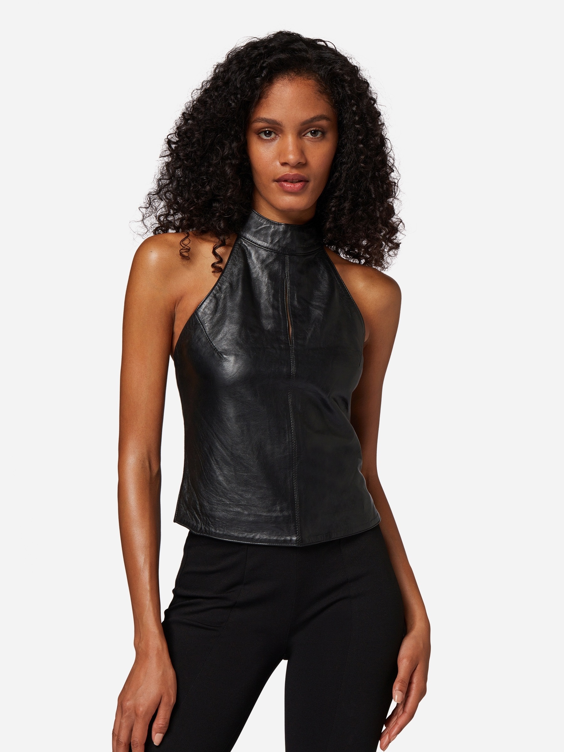 RICANO Neckholdertop "Top Lina" Handgefertigt aus echtem Leder