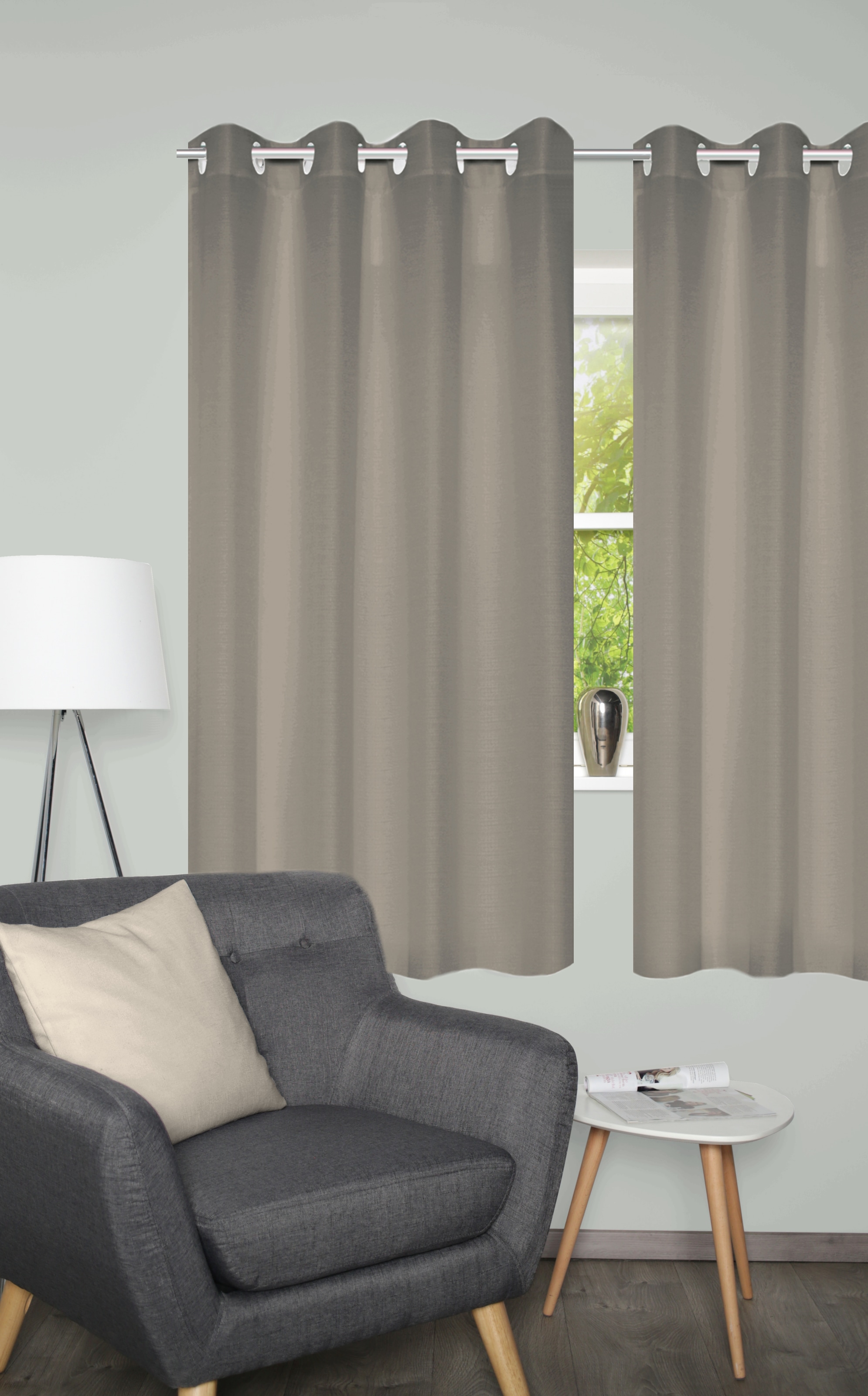 Home Basics Vorhang "BENOGA 2er SET" Ösen 2 Stk. tlg. SET, Ösenschal, Uni, Dekostruktur