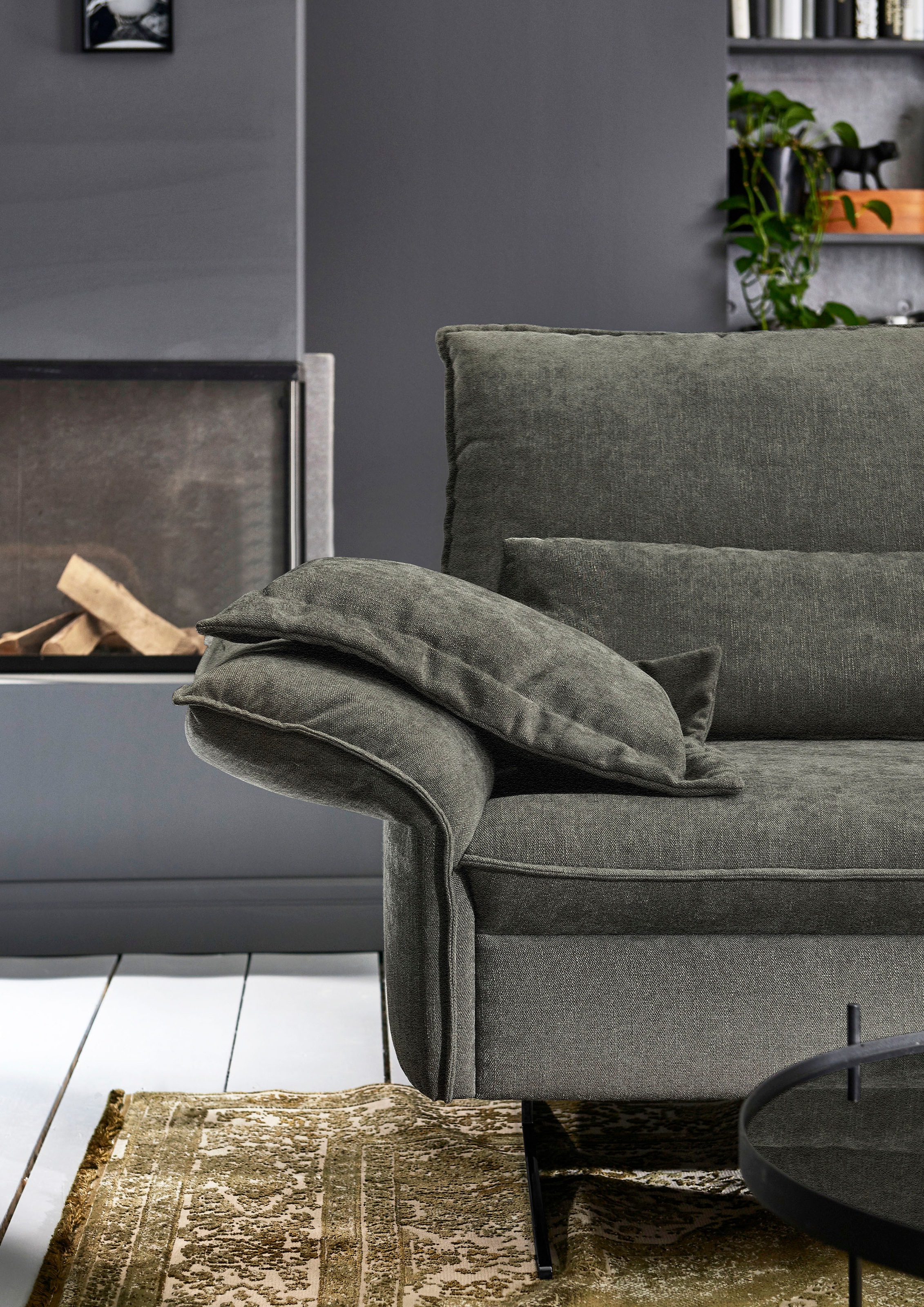 3C Carina Ecksofa, (1 St.), incl. 2 Kopfstützen, mit klappbarer Armlehne, weiches Sitzgefühl, wahlweise auch mit motorischer Rückentiefenverstellung und optional mit 3 Nierenkissen